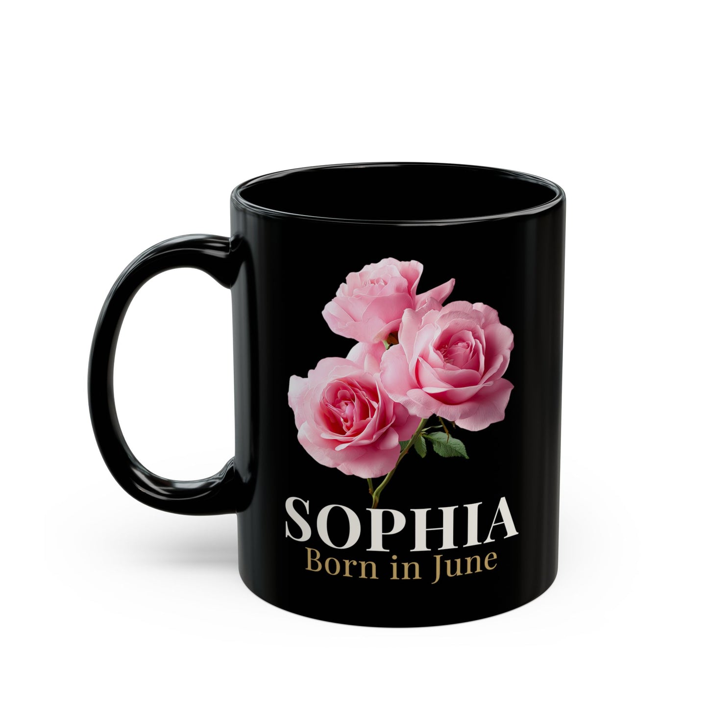 Personalized June Birth Flower Mug – Custom Name Rose Mug, Born in June Birthday Gift for Her -  14900