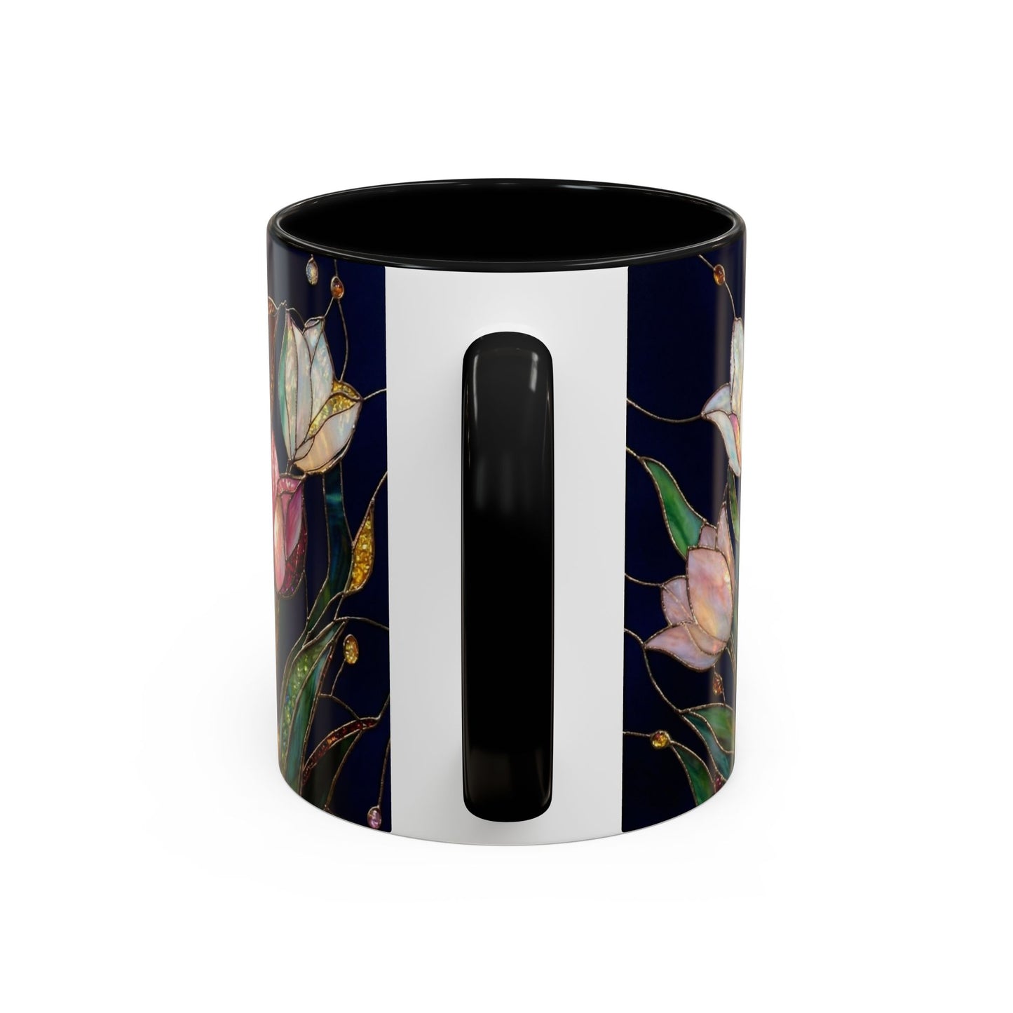 Tulip Floral Art Accent Coffee Mug — Stained Glass Design (11/15oz) - 14592