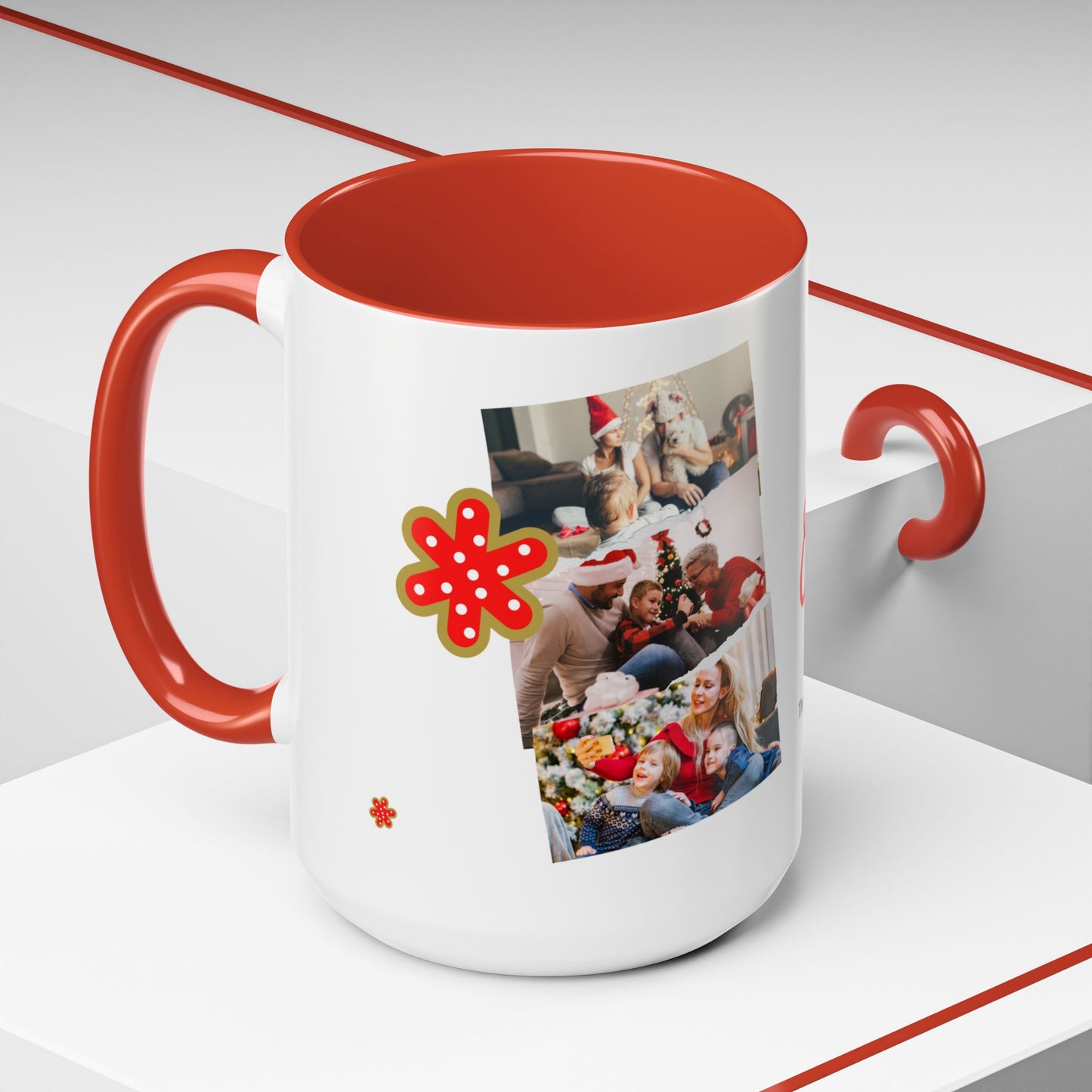 We Wish You a Merry Christmas, Family Photos, Customizable - Accent Coffee Mug (11, 15oz) - 11041