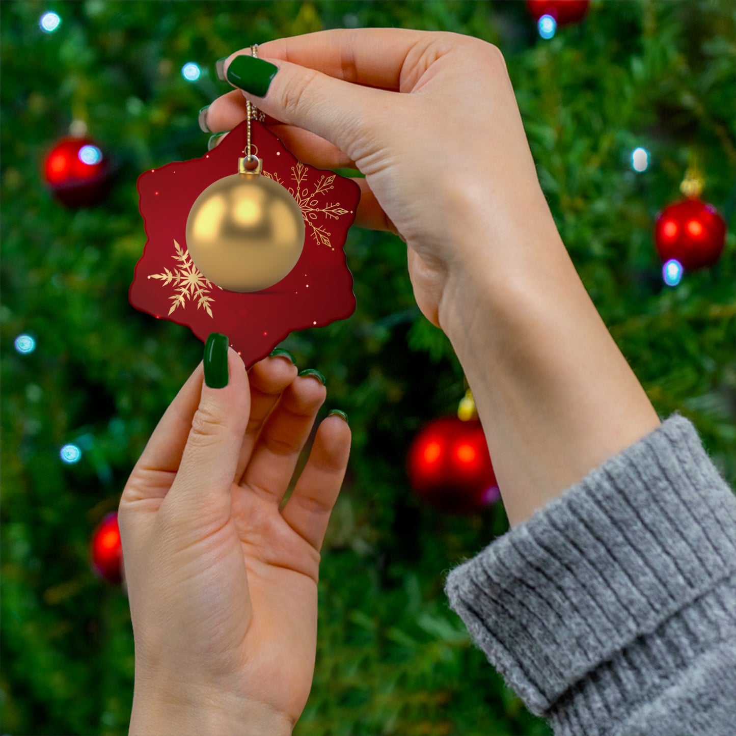 Golden Elegance - Ceramic Ornament, 4 Shapes