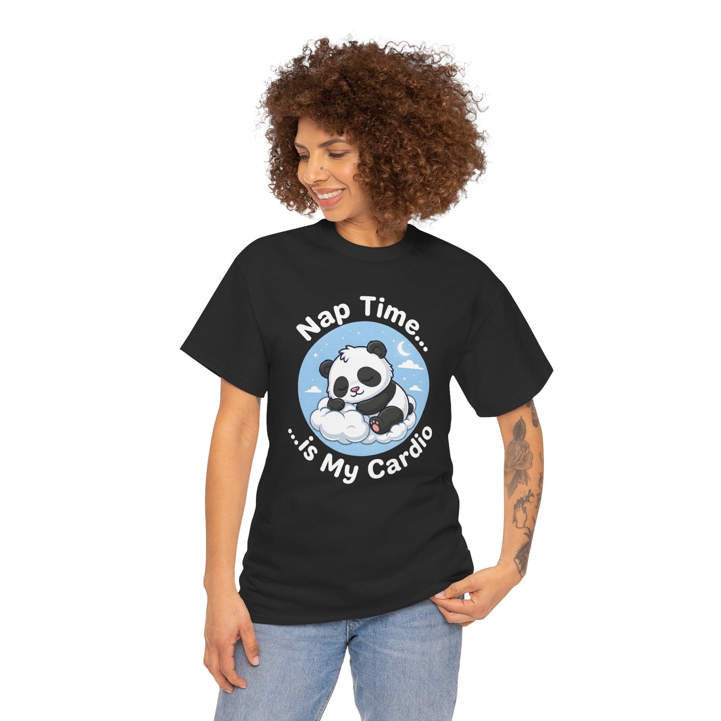 Cute Panda T-Shirt – “Nap Time Is My Cardio” Funny Sleep Tee - 14845