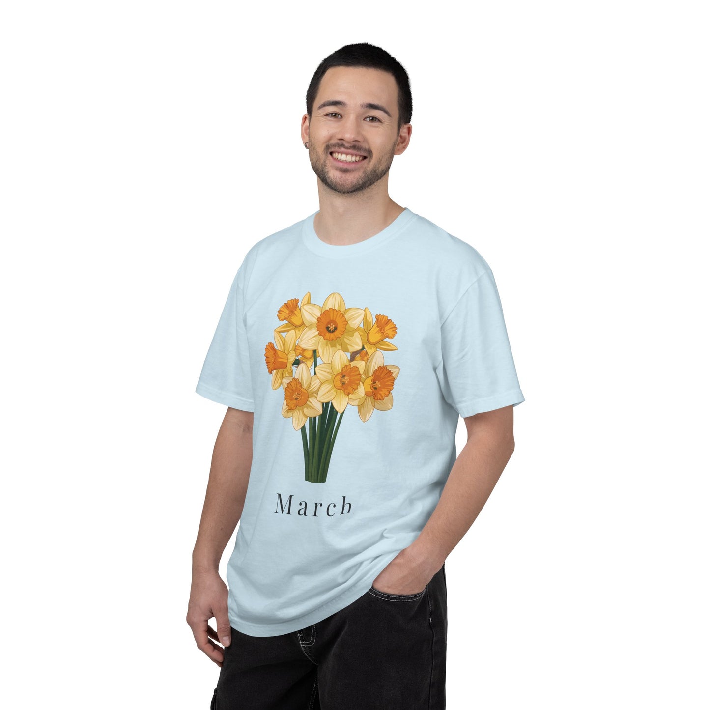 March Birth Flower T-Shirt – Daffodil Floral Birthday Tee for Women - 14794