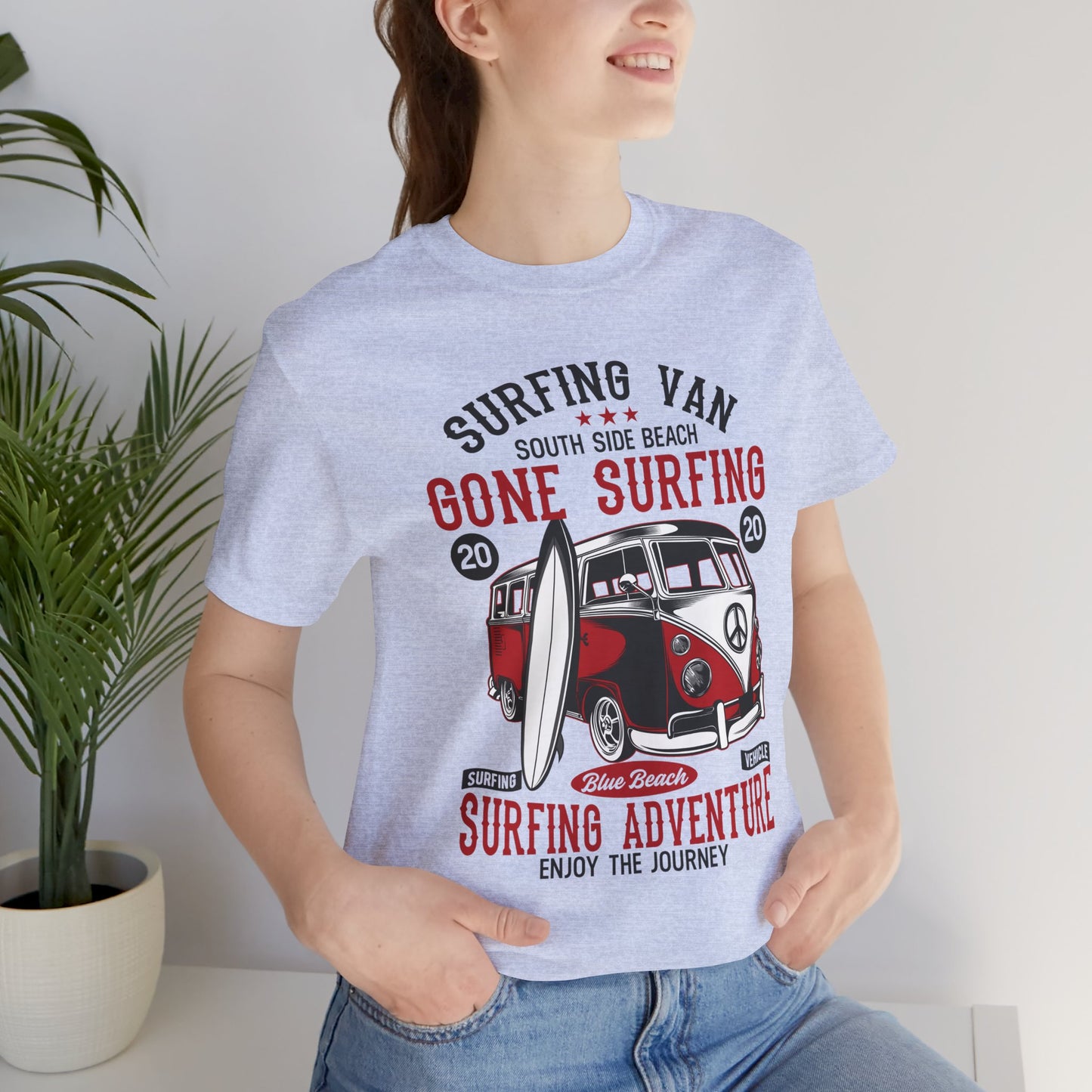 Surfing Van, Surfing Adventure - Unisex Jersey Short Sleeve Tee - 12613