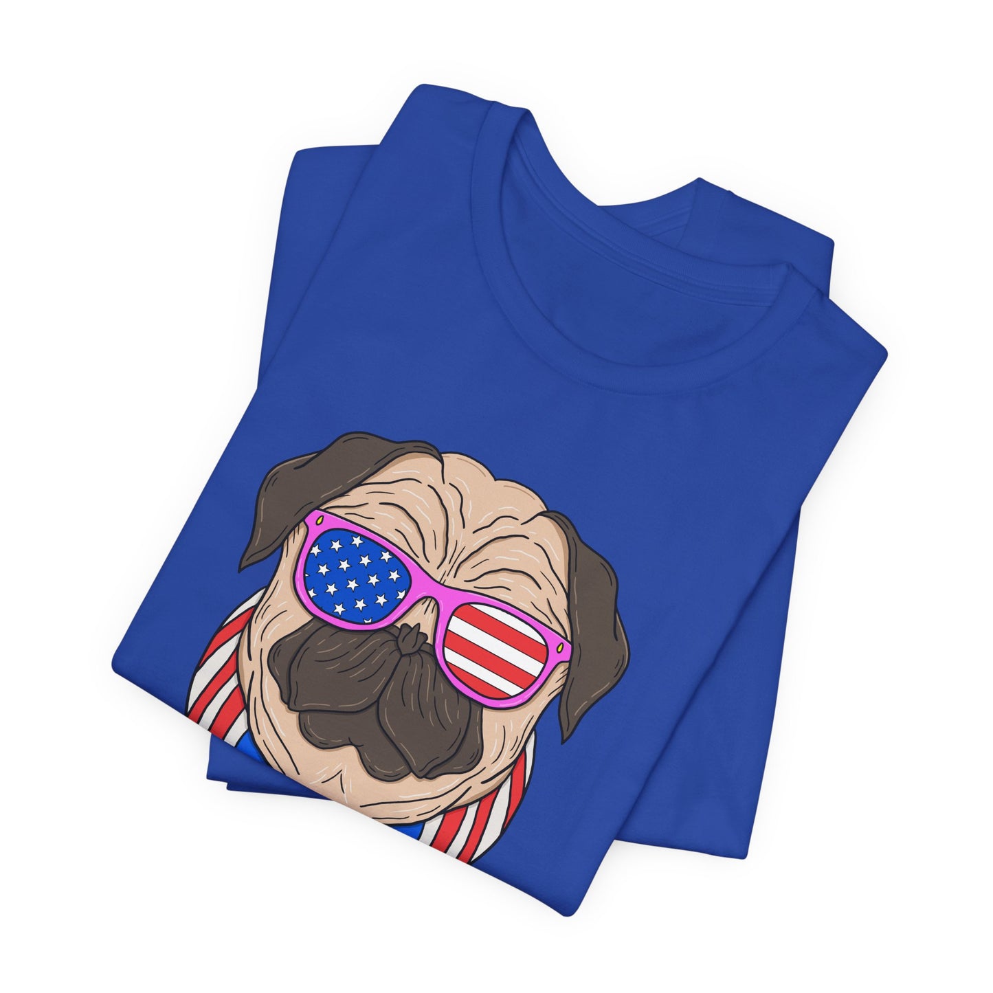 Patriotic Pug Tee, Independence Day T-Shirt, Dog Lovers Gift, Summer Casual Wear, Fun Family Outing Shirt - 13733