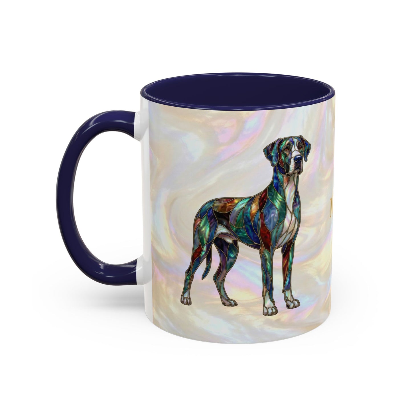 Personalized Great Dane Dog Mug — Stained Glass Design (11/15 oz) - 14550