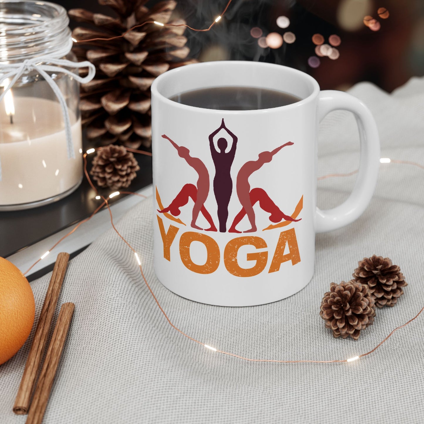 Yoga Ceramic Mug - Perfect for Mindfulness Moments, Gift for Yogis, 11oz & 15oz - 13151