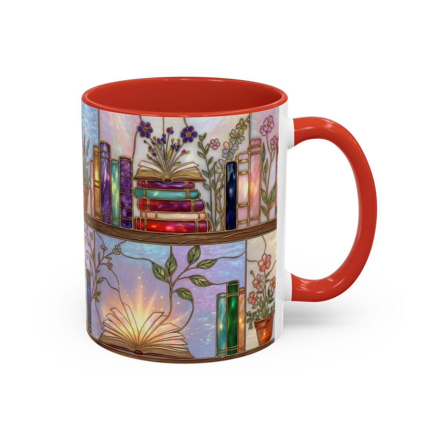 Magic Book Shelf Accent Coffee Mug — Stained Glass Design (11/15 oz) - 14529