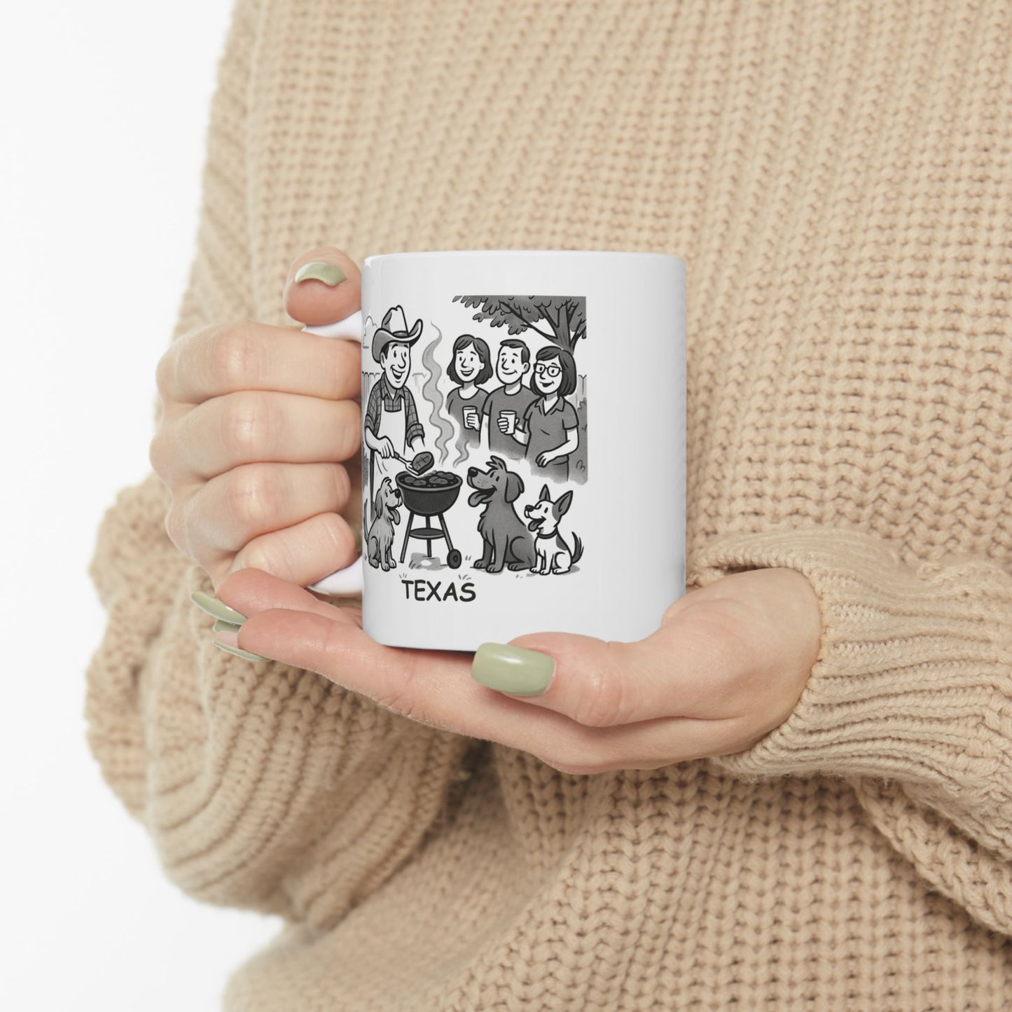 "In Texas, we don’t ‘celebrate’—we host a BBQ and invite everyone, even the neighbors’ dogs." Ceramic Mug - 12748
