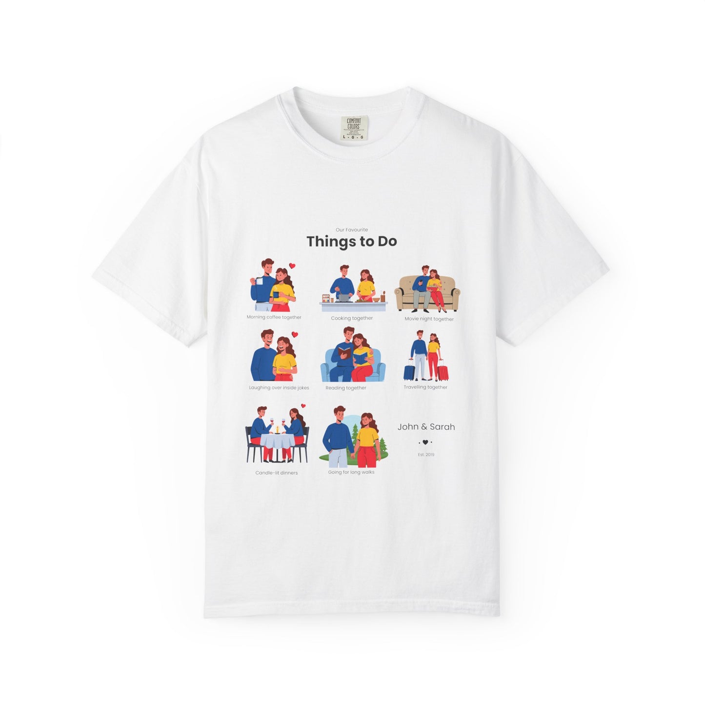Our Favourite Things to Do Together – Personalised Valentine’s Illustration T-Shirt Gift - 14722