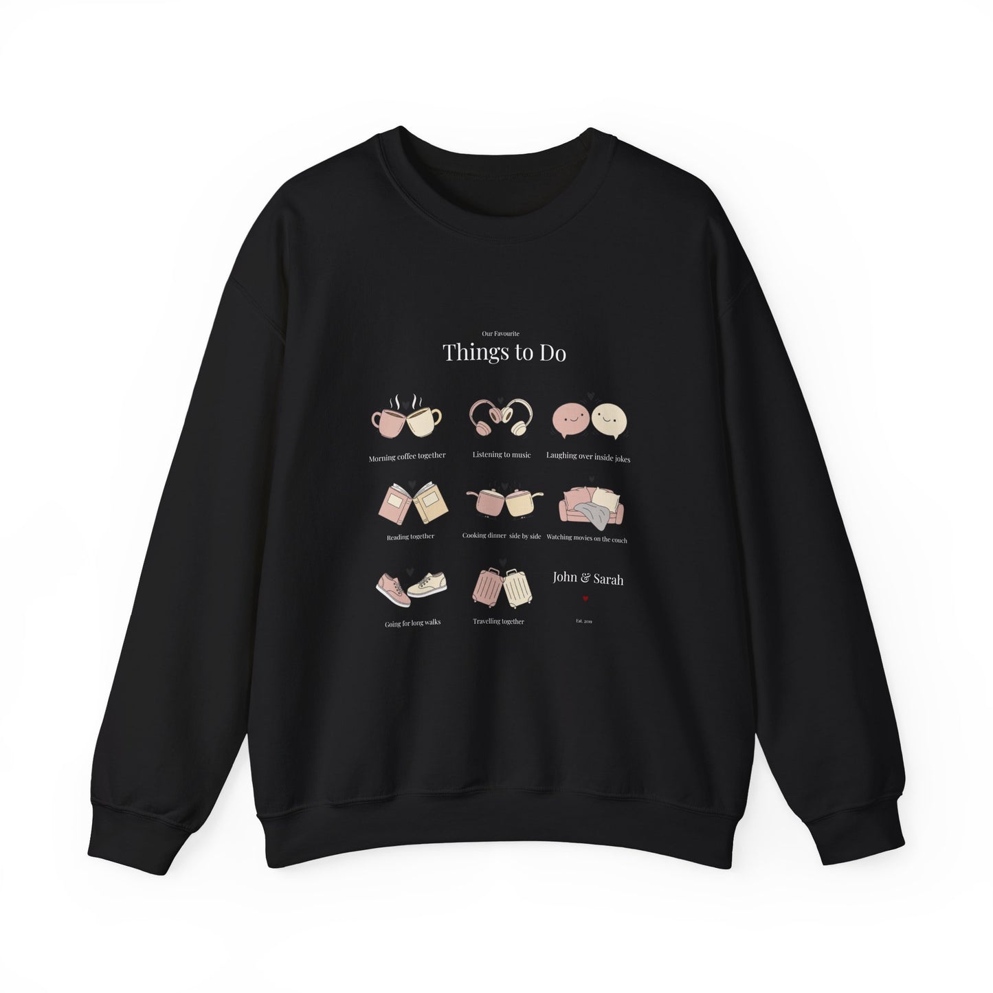 Our Favourite Things to Do Together – Personalised Illustration Crewneck Sweatshirt | Valentine’s Gift - 14726