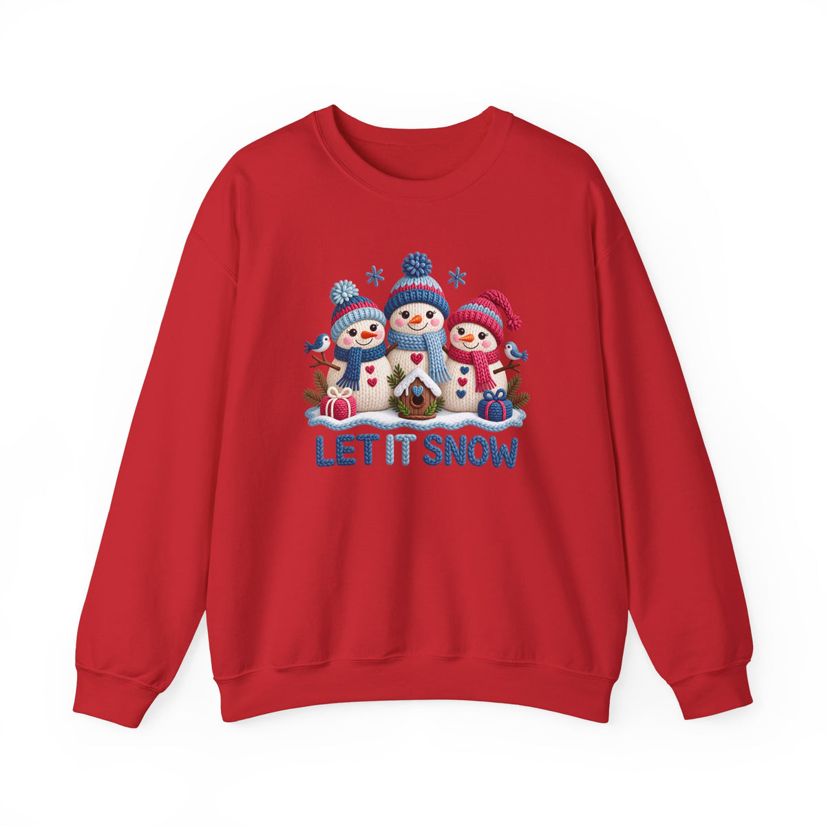 Let It Snow Sweatshirt, Cute Knitted Snowmen Christmas Crewneck - 14570