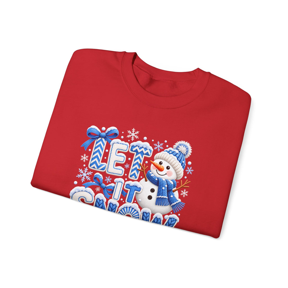 Let It Snow Sweatshirt,  Cute Snowman Winter Christmas Crewneck - 14545
