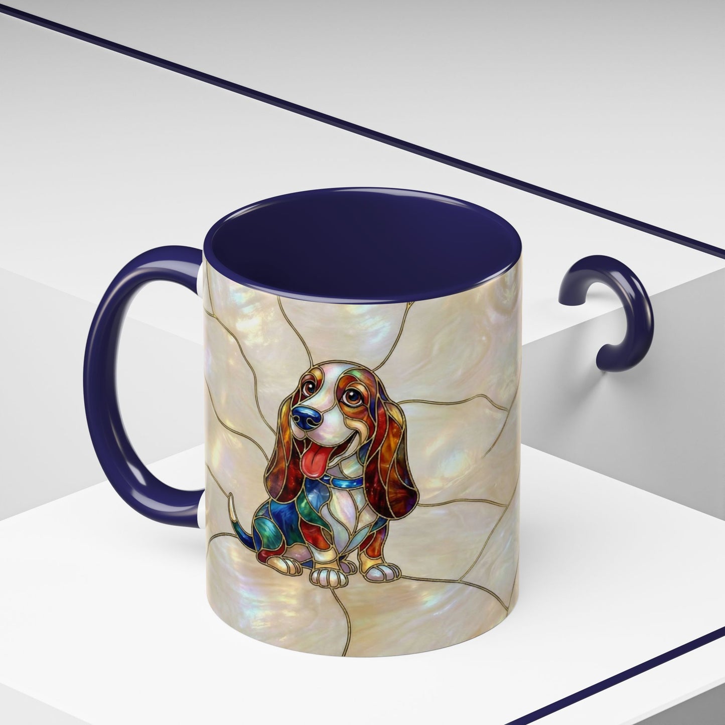 Basset Hound Stained Glass Accent Coffee Mug (11/15oz) - 14520