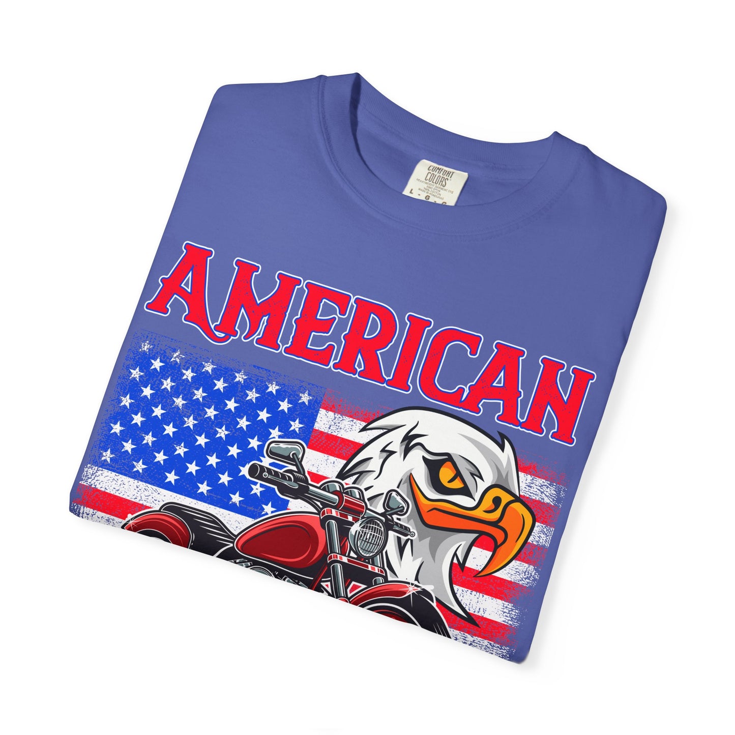 American Classic Tee, Unisex Garment-Dyed T-shirt, Biker Gift, Patriotic Apparel, Rider and Eagle Fashion, Vintage Style - 13658