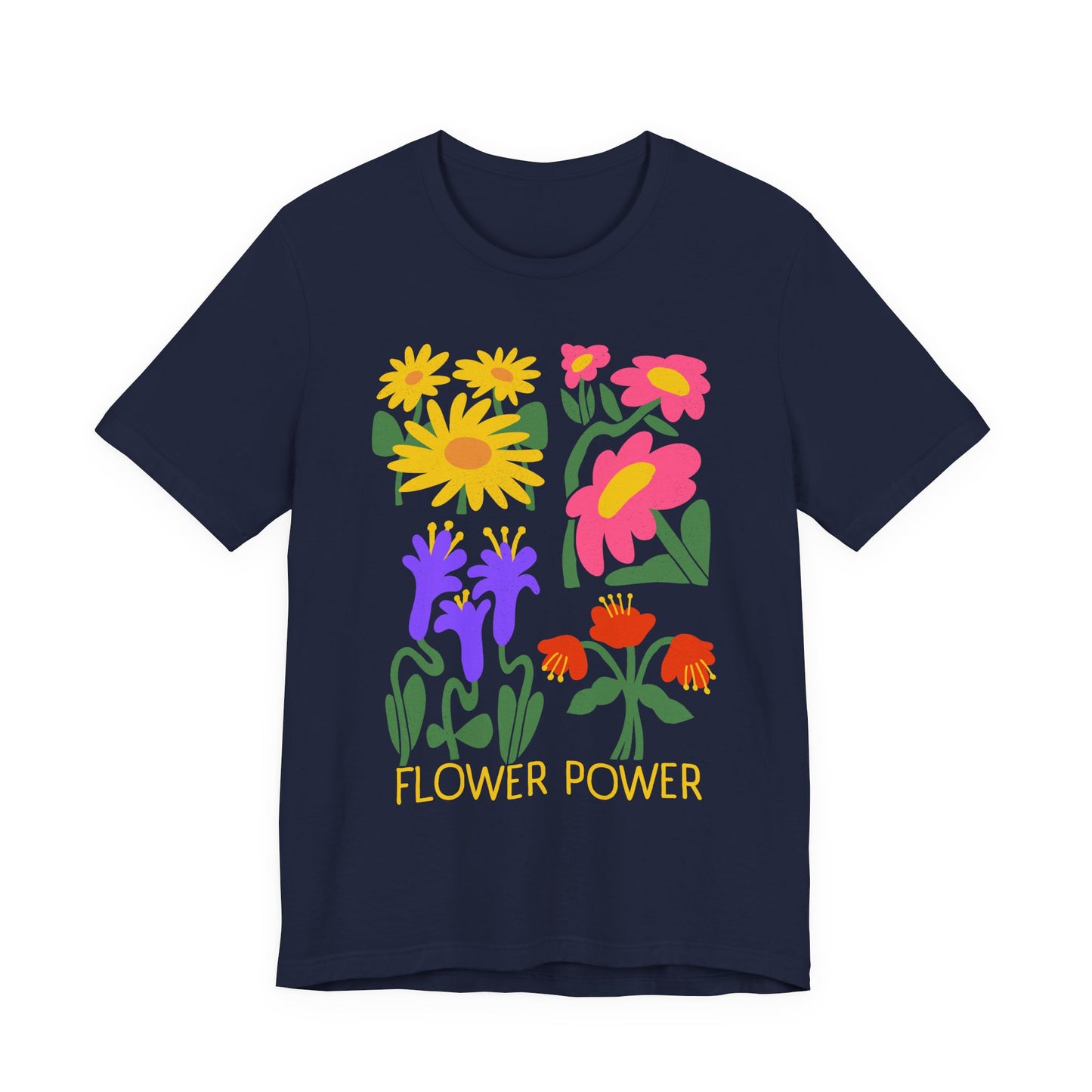 Flower Power T-Shirt — Retro Colorful Floral Graphic Tee - 14964