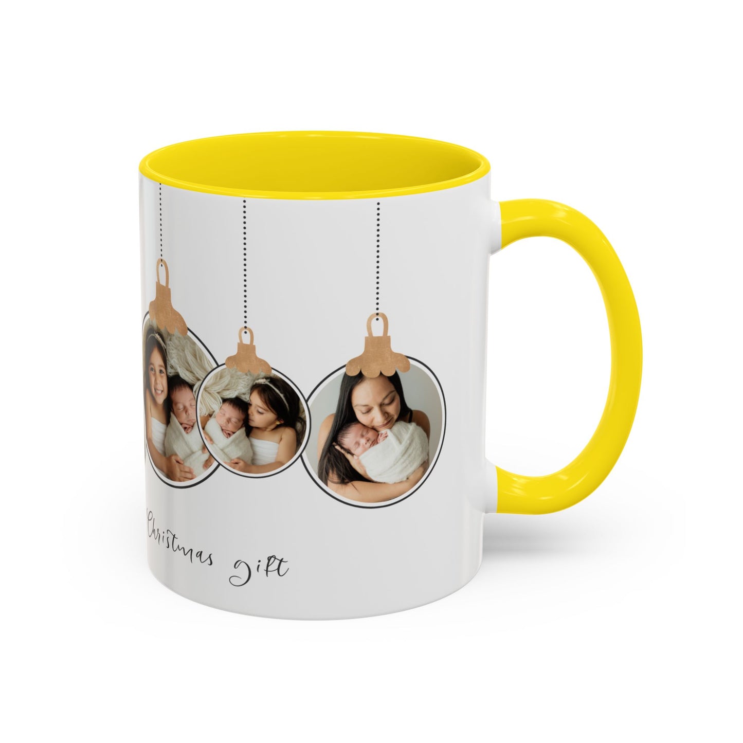 The Most Beautiful Christmas Gift, Photos of New Born, Customizable- Accent Coffee Mug (11, 15oz) - 10862