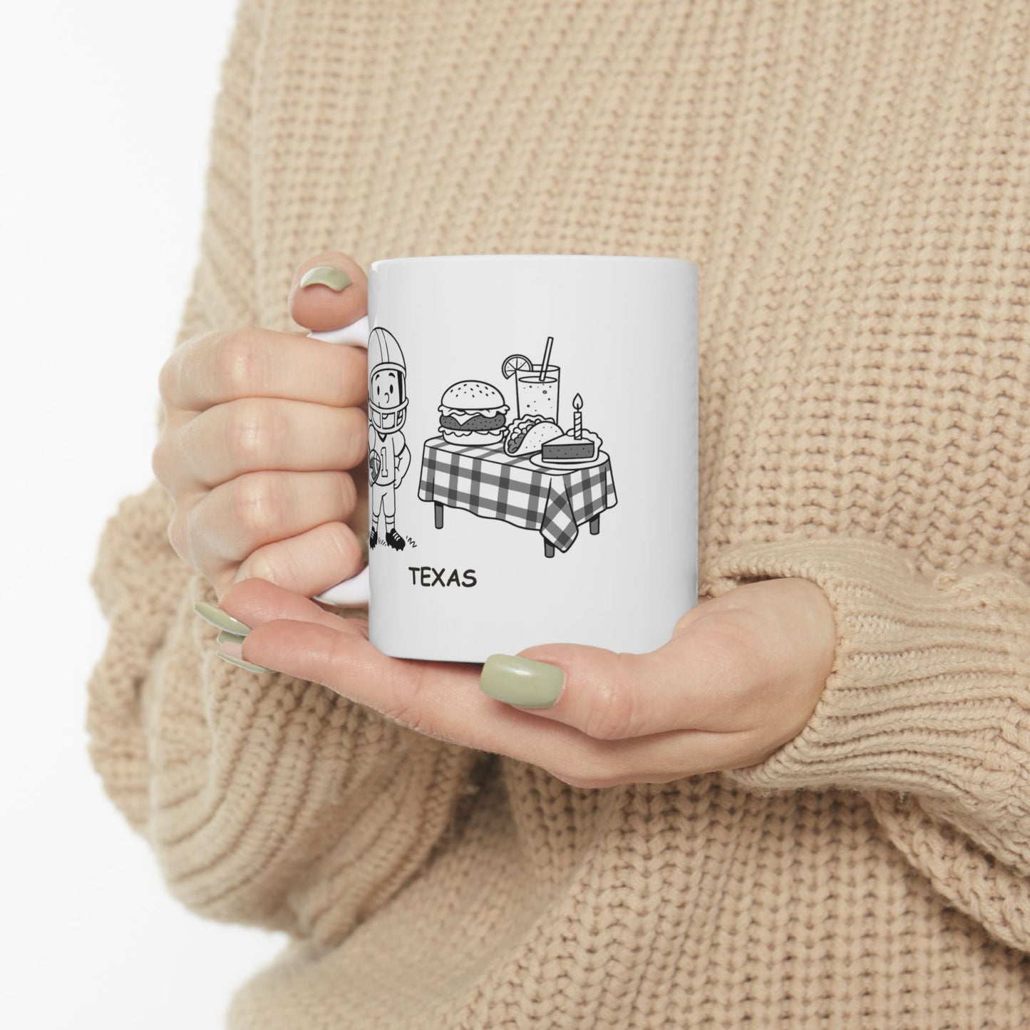 "Texas: Where every Friday night is game night, and every meal is worth celebrating." Ceramic Mug - 12765