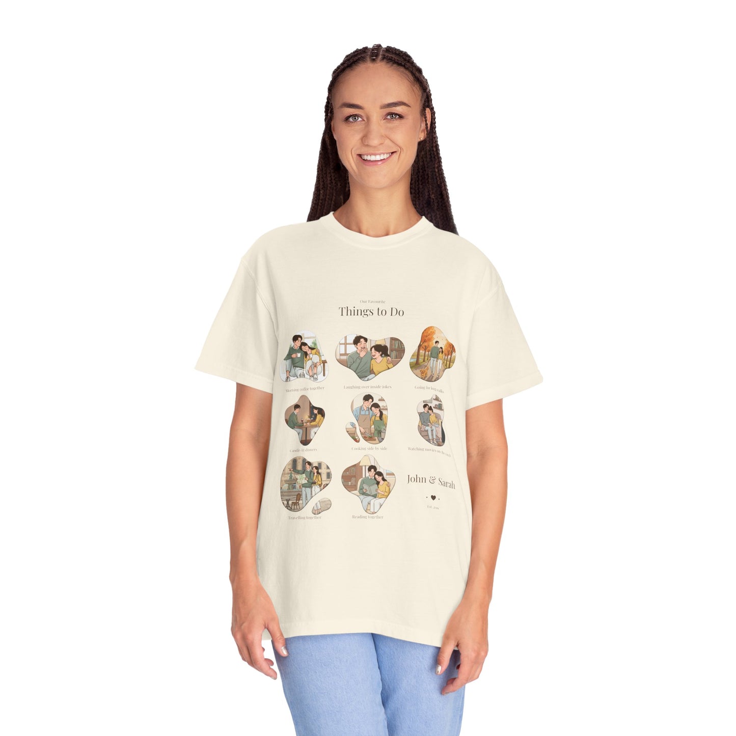 Our Favourite Things to Do Together – Personalised Valentine’s Illustration T-Shirt Gift - 14721