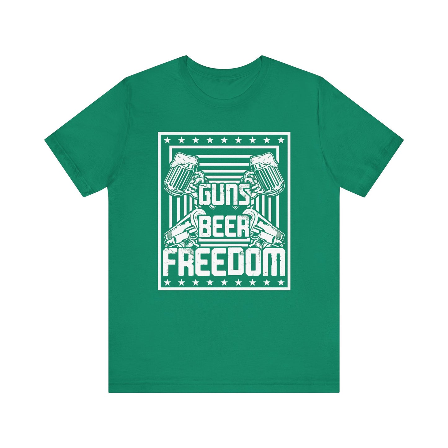 4th of July, Guns Beer Freedom Unisex Tee, Casual Shirt, Patriotic Apparel, Gift for Him, Party Tee, Everyday Wear - 13598