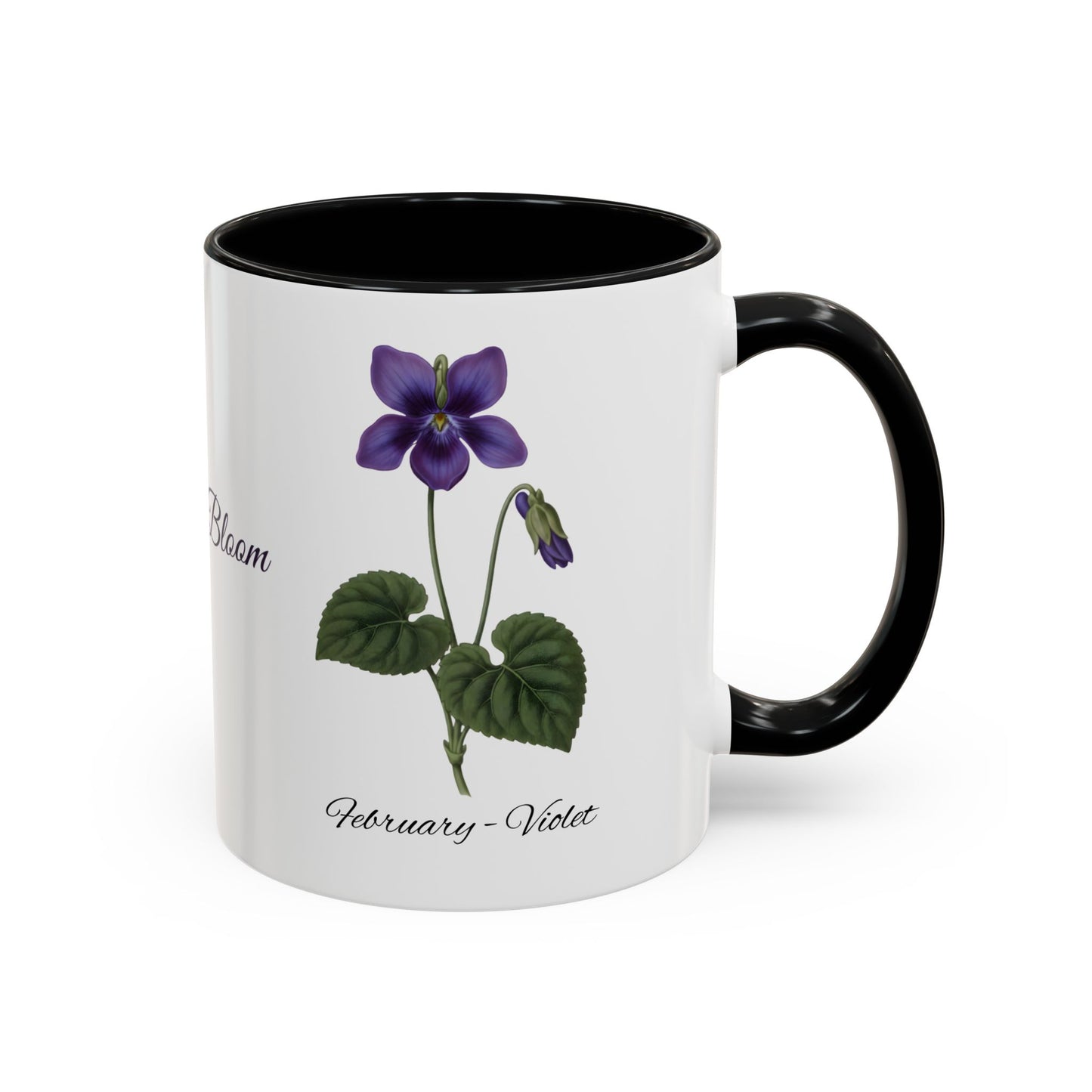 February Birth Flower Violet Mug – Personalized Name Coffee Cup - 14695