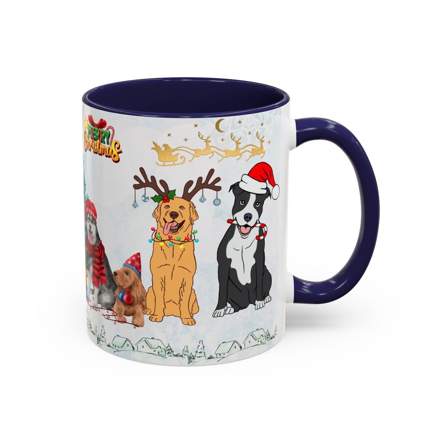 Merry Christmas Dogs - Accent Coffee Mug (11, 15oz)