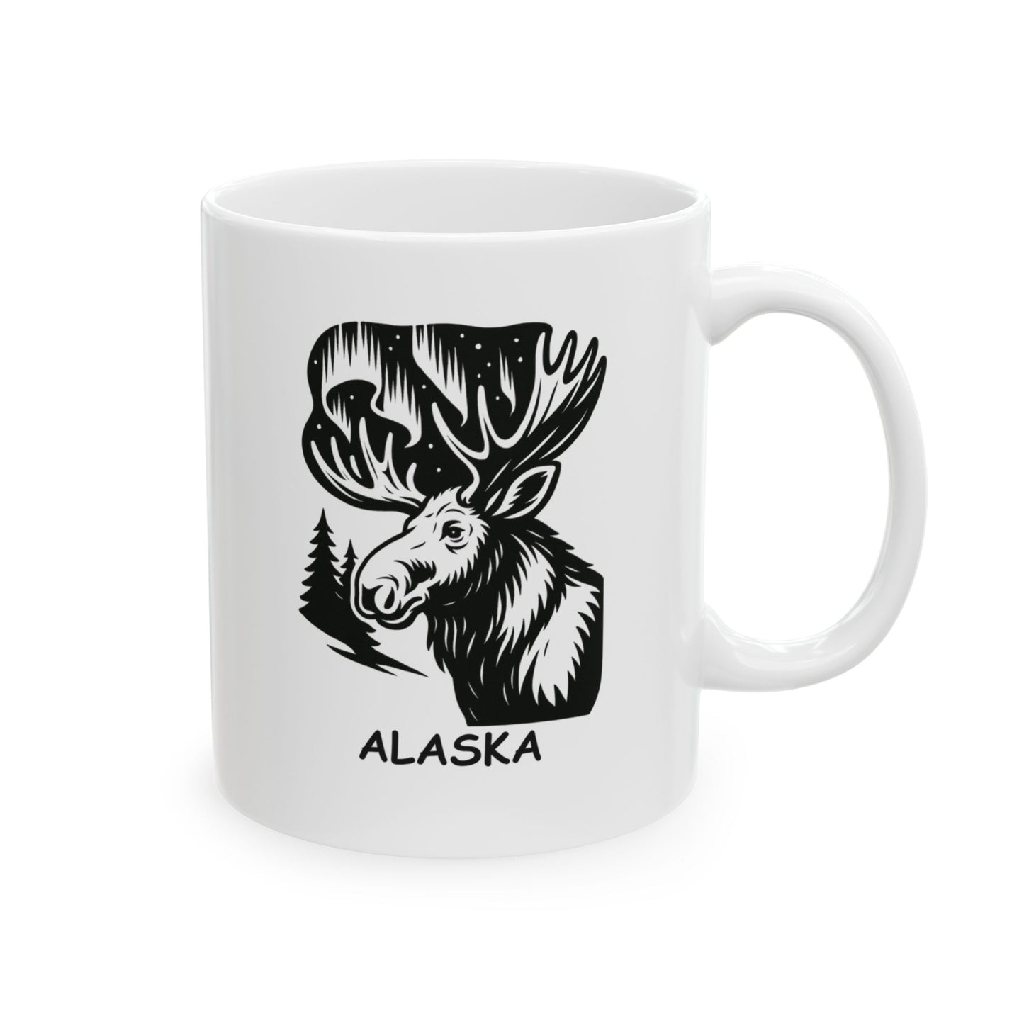 "In Alaska, if you can’t see the Northern Lights, you’ll at least see the moose." Ceramic Mug - 11oz 15oz - 13053
