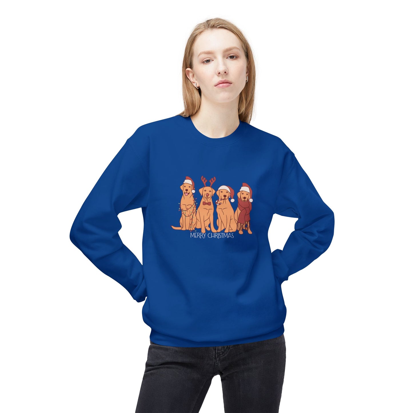 Dogs, Merry Christmas - Unisex Midweight Softstyle Fleece Crewneck Sweatshirt - 10268