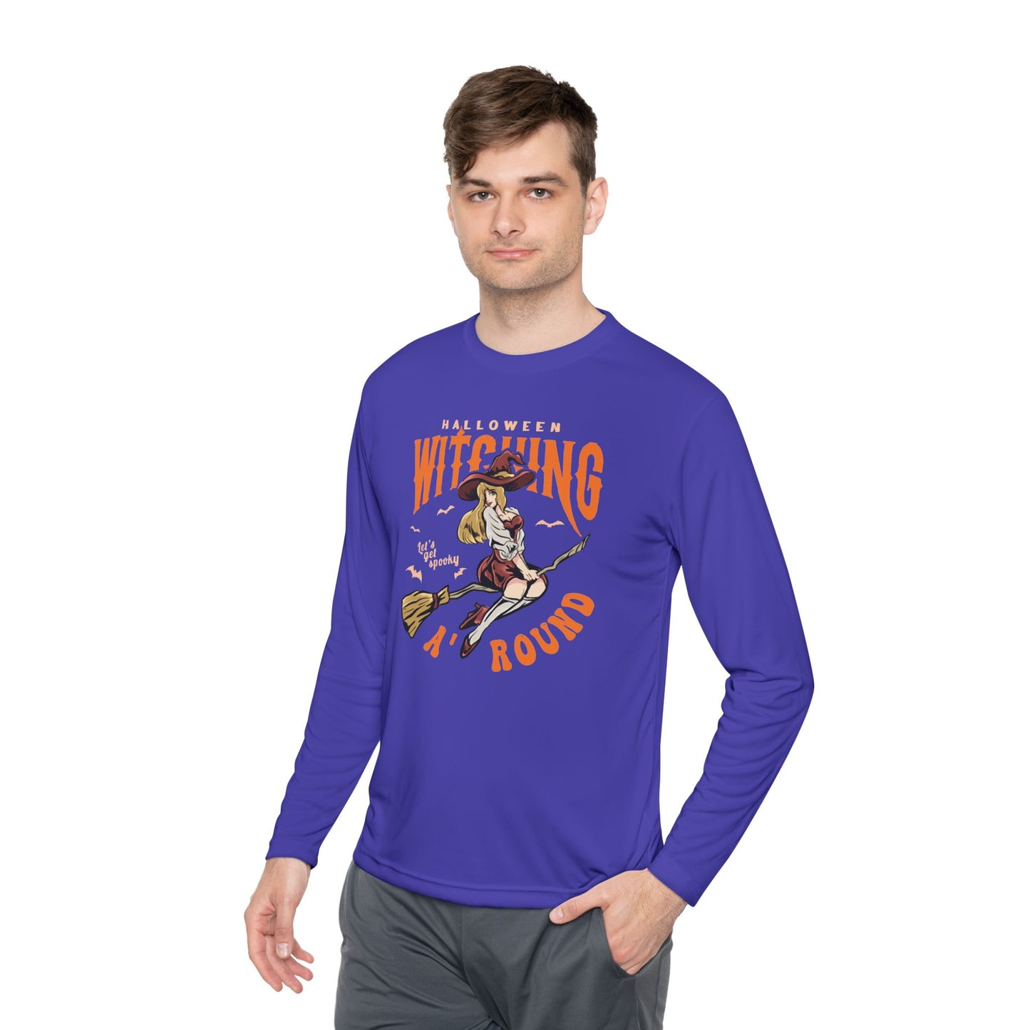 Halloween Witching, Let's Get Spooky Around - Unisex Lightweight Long Sleeve Tee - 13902
