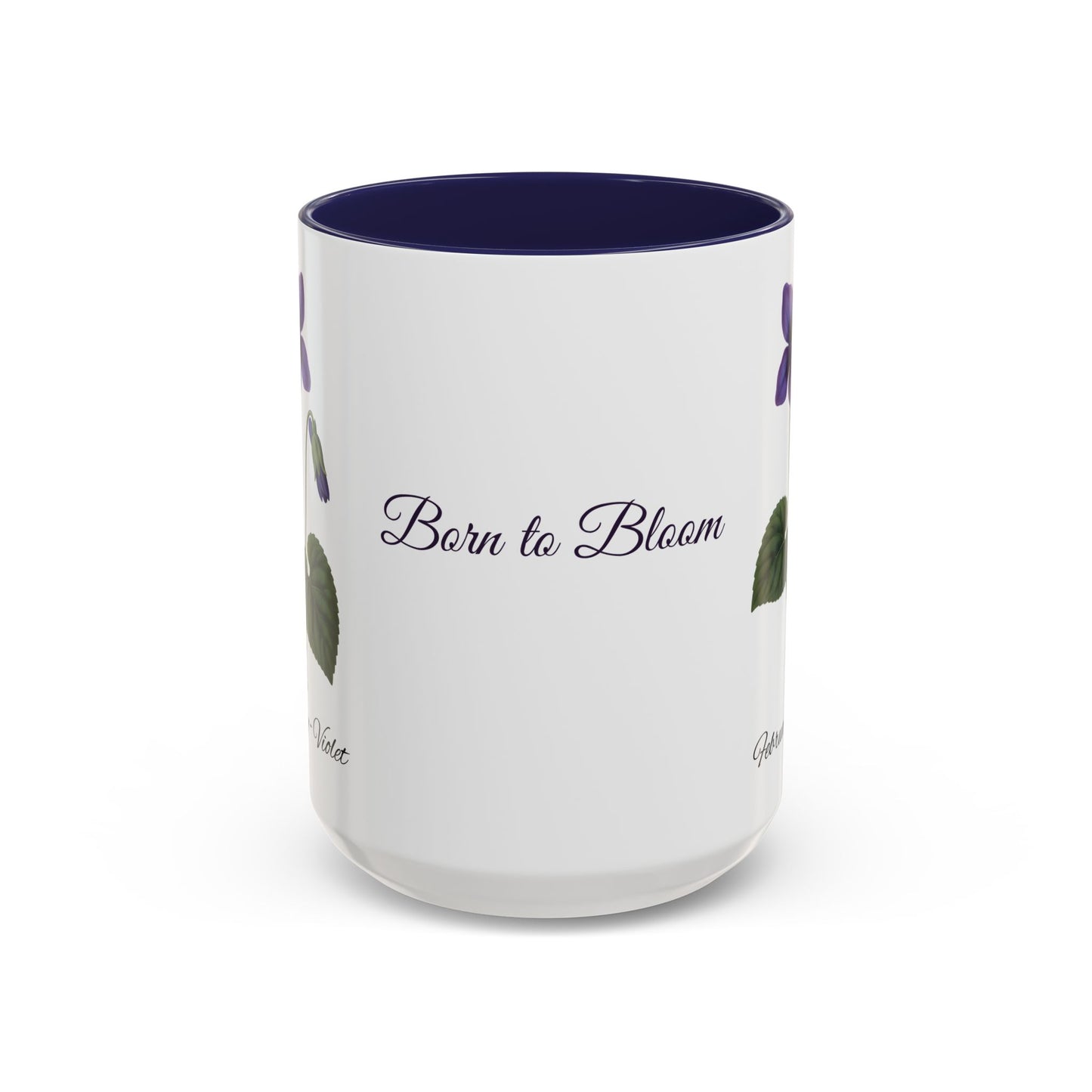 February Birth Flower Violet Mug – Personalized Name Coffee Cup - 14695