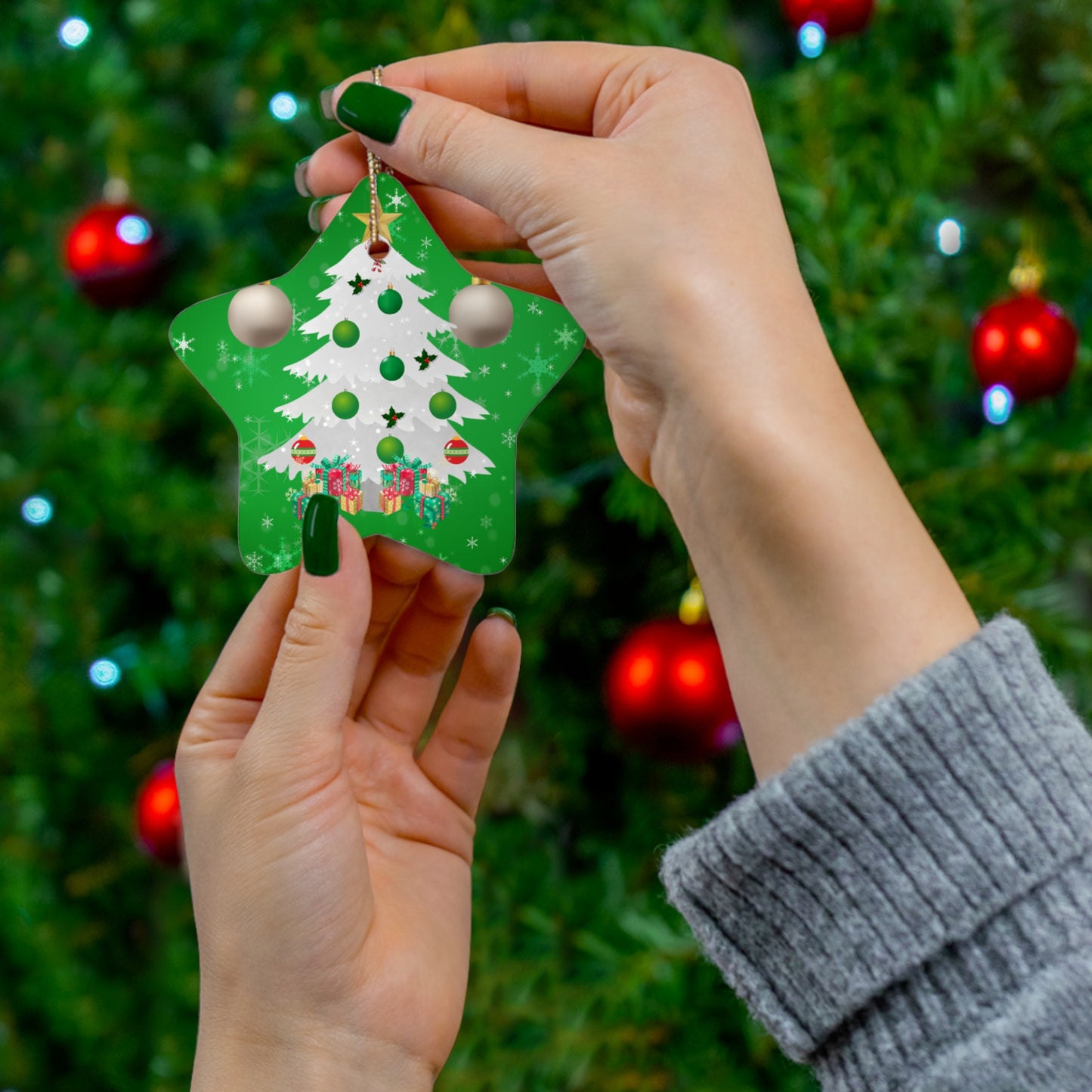 Snow Tree - Ceramic Ornament, 4 Shapes