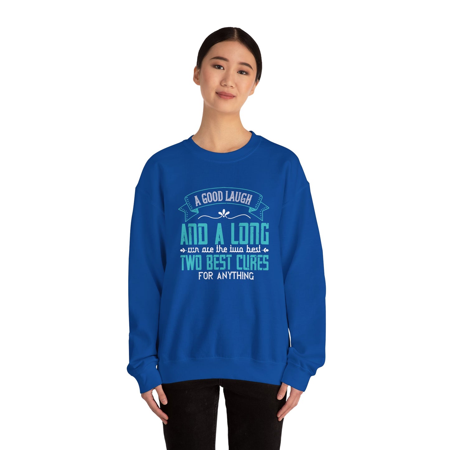 A Good Laugh & A Long Run Are The Best Two Cures For Anything - Unisex Heavy Blend™ Crewneck Sweatshirt