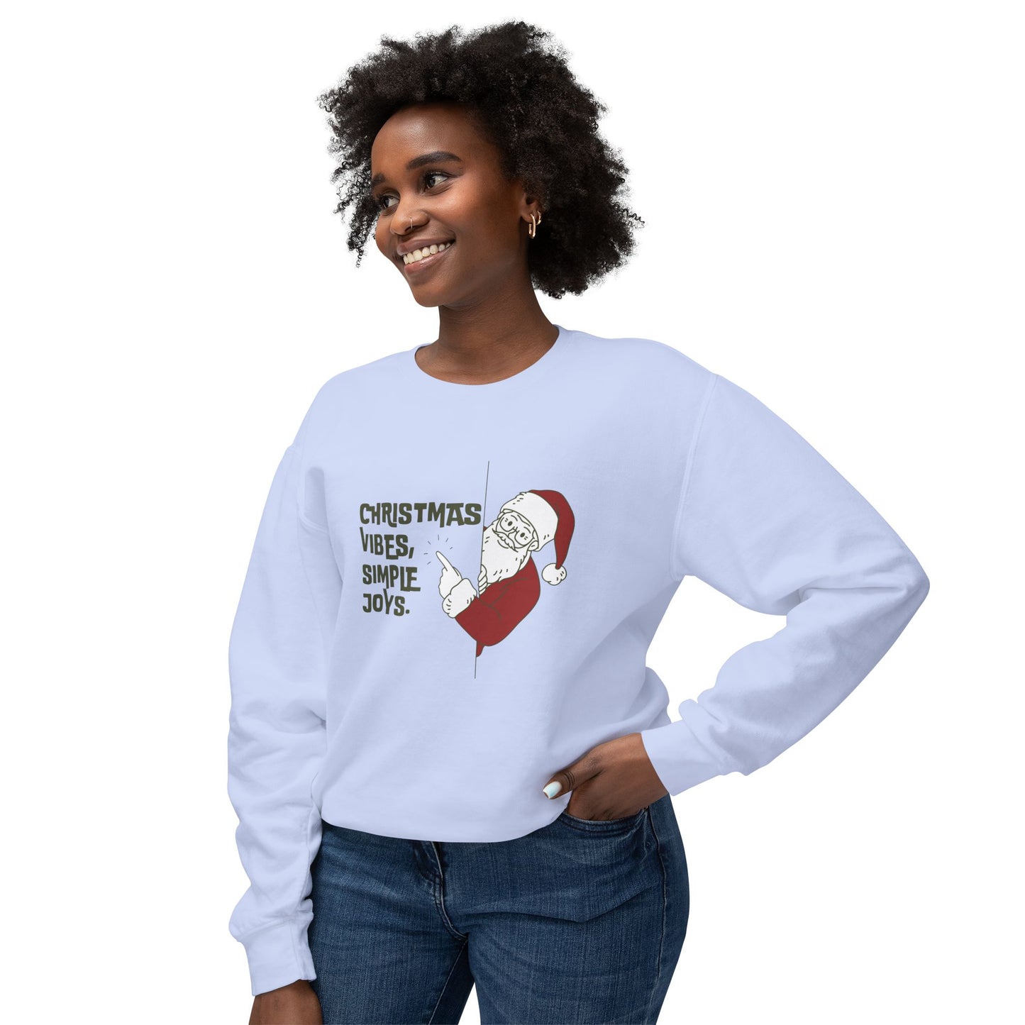 Christmas Vibes, Simple Joys - Unisex Lightweight Crewneck Sweatshirt