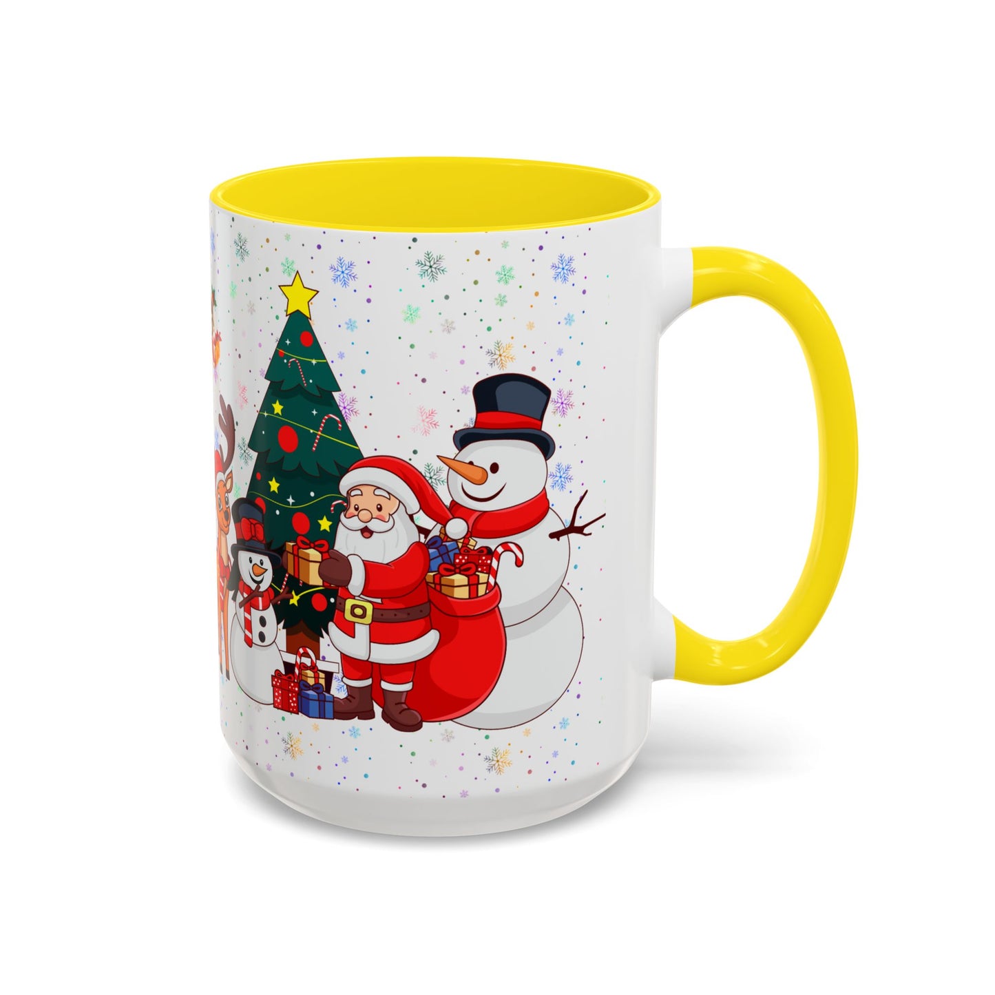 Christmas Party, Santa, Snowman, Reindeer - Accent Coffee Mug (11, 15oz) - 10426