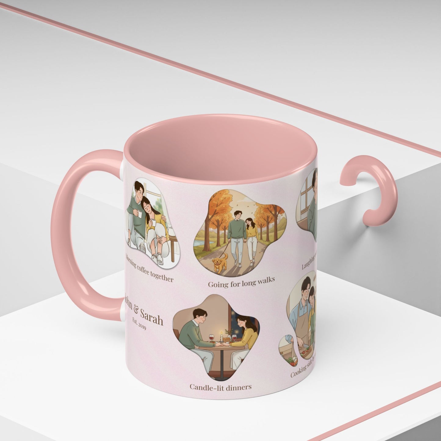 Our Favorite Things to Do Valentine’s Mug – Cozy Couples Illustrated Accent Coffee Mug - 14703
