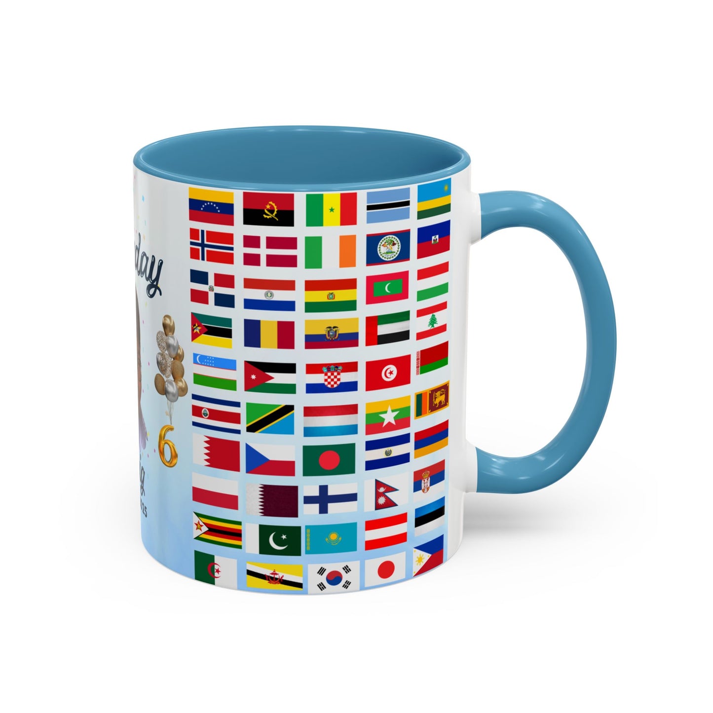 Kids, Happy Birthday, World Flag Fan, Details Customizable - Accent Coffee Mug (11, 15oz) - 11232