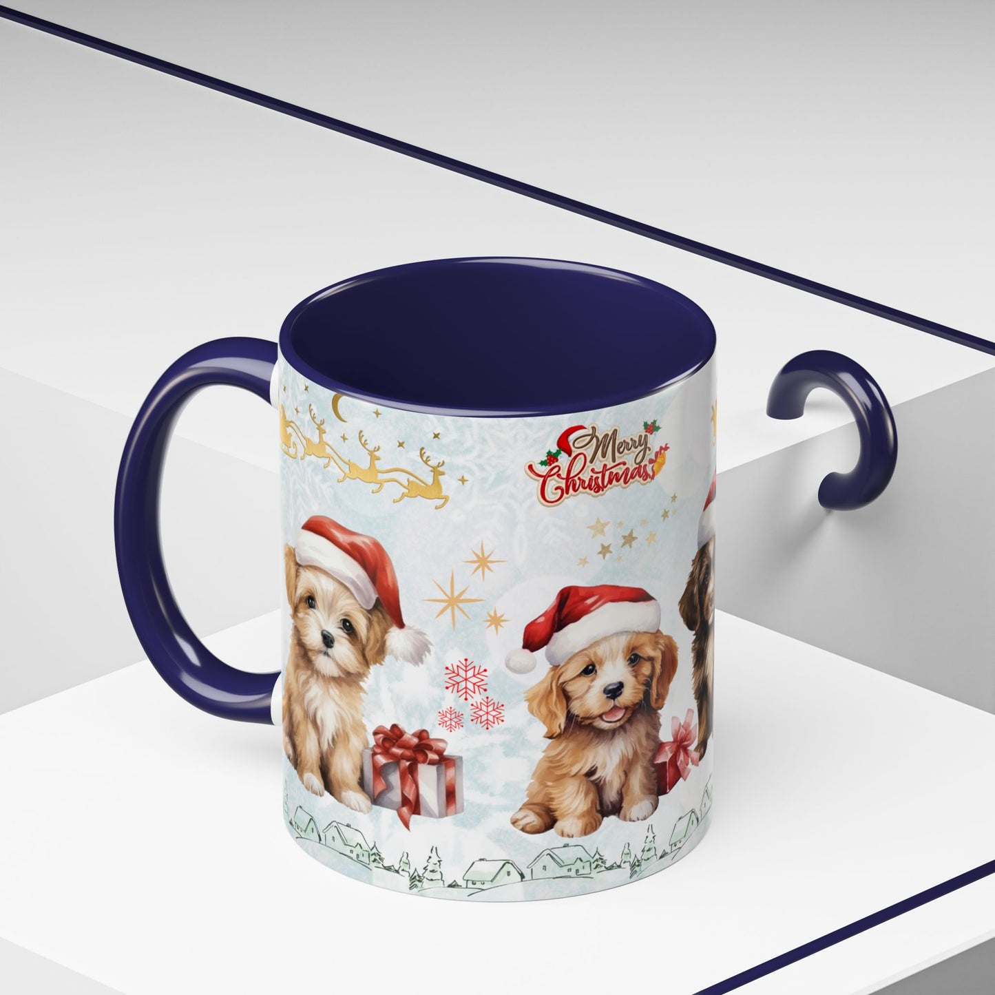 Merry Christmas, Puppies - Accent Coffee Mug (11, 15oz)