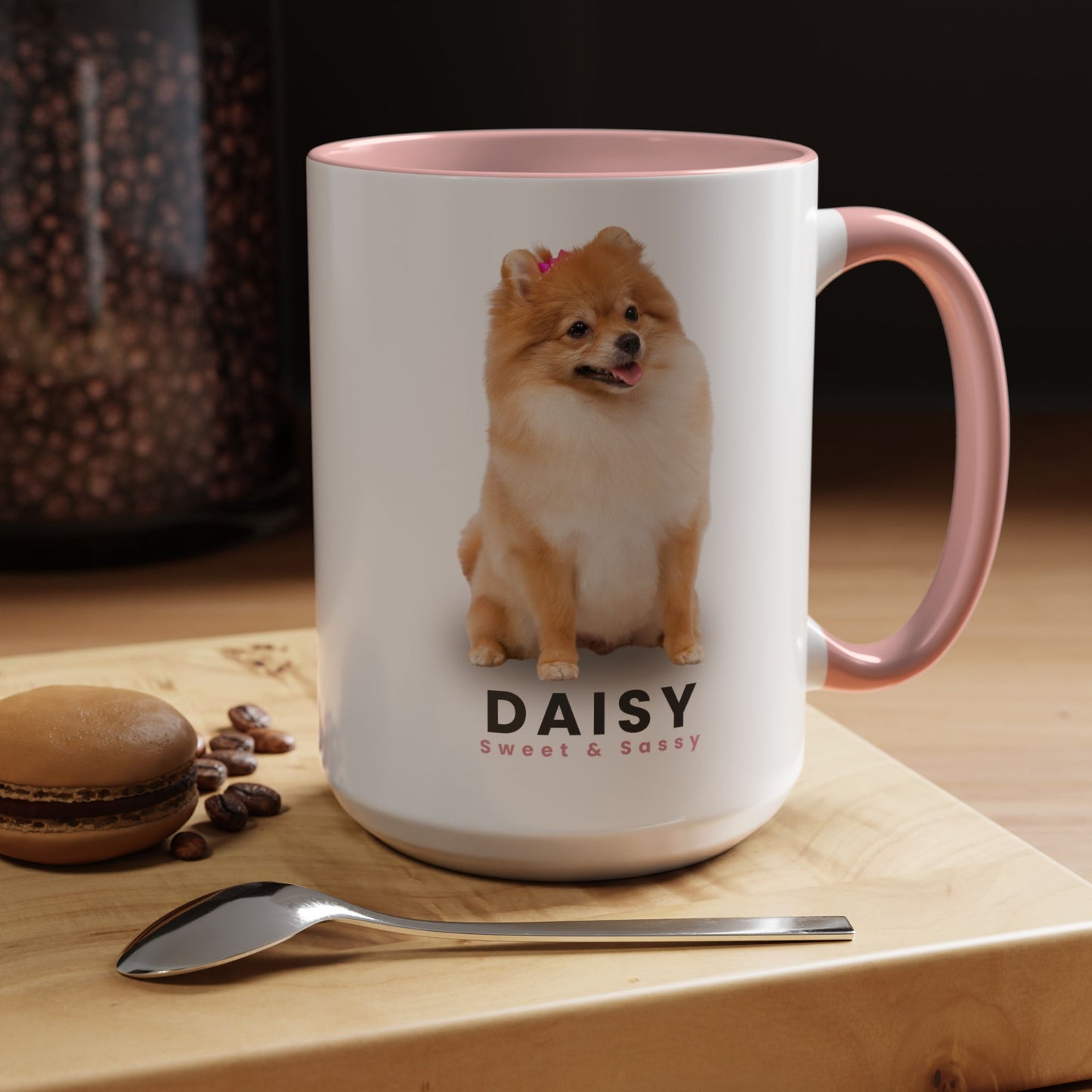 Personalized Pomeranian Mug – Custom Dog Name Photo Accent Coffee Cup | Gift for Dog Mom (11oz / 15oz) - 14828
