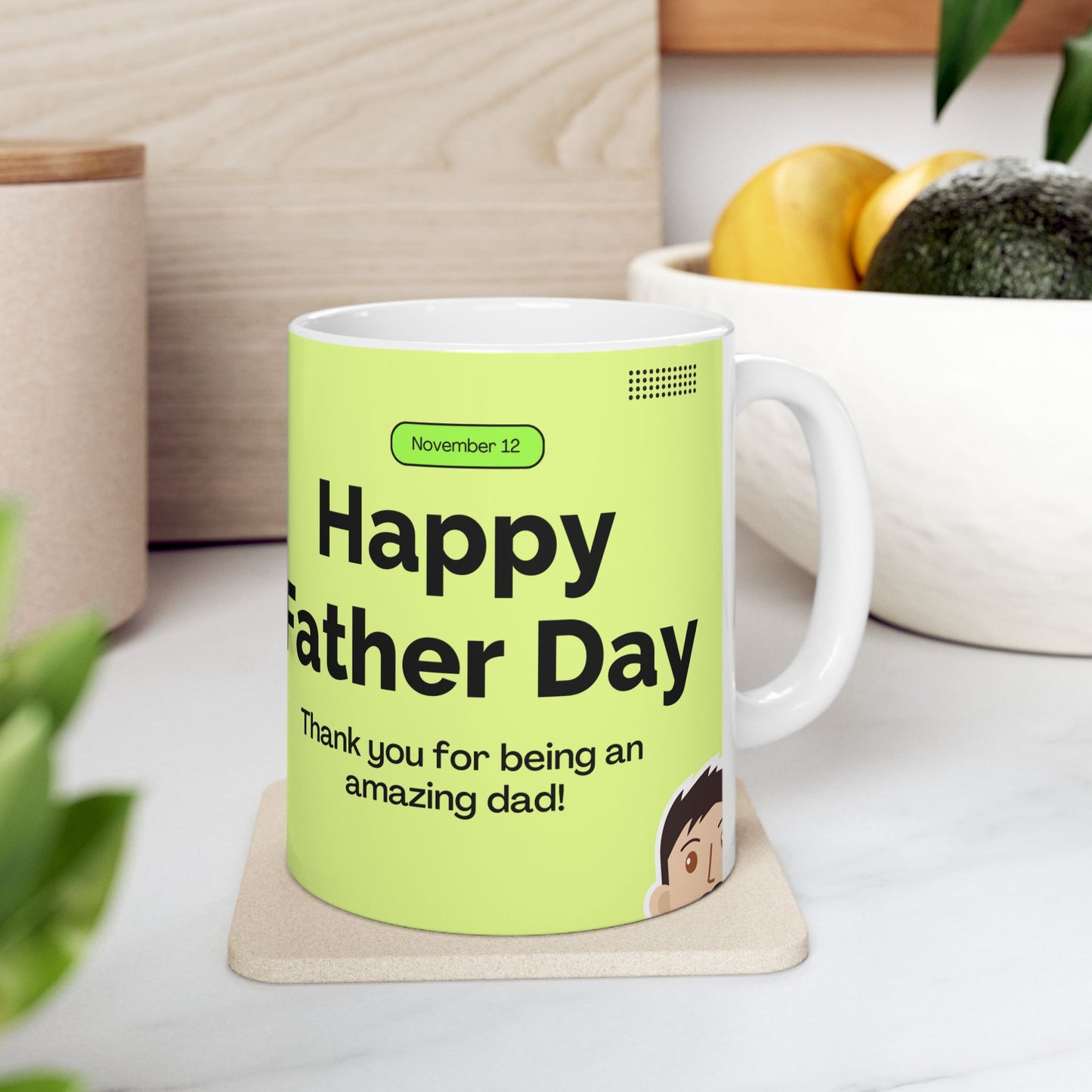 Happy Father's Day Ceramic Mug - Best Dad Ever Coffee Cup, Personalized Gift for Dads, Funny Mug for Him, Birthday Gift, Father's Day - 14052