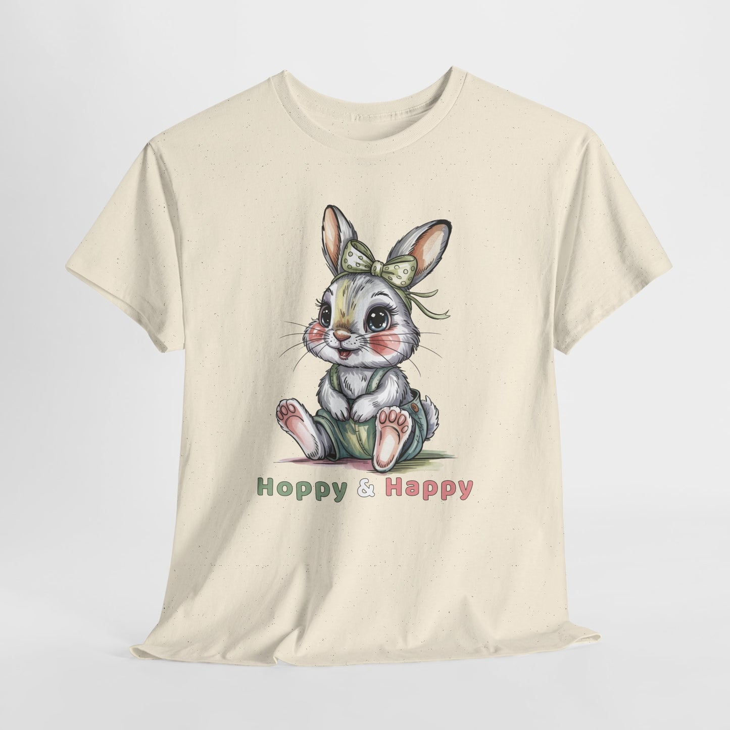 Cute Bunny T-Shirt – “Hoppy & Happy” Easter Rabbit Tee Gift for Kids & Adults - 14848