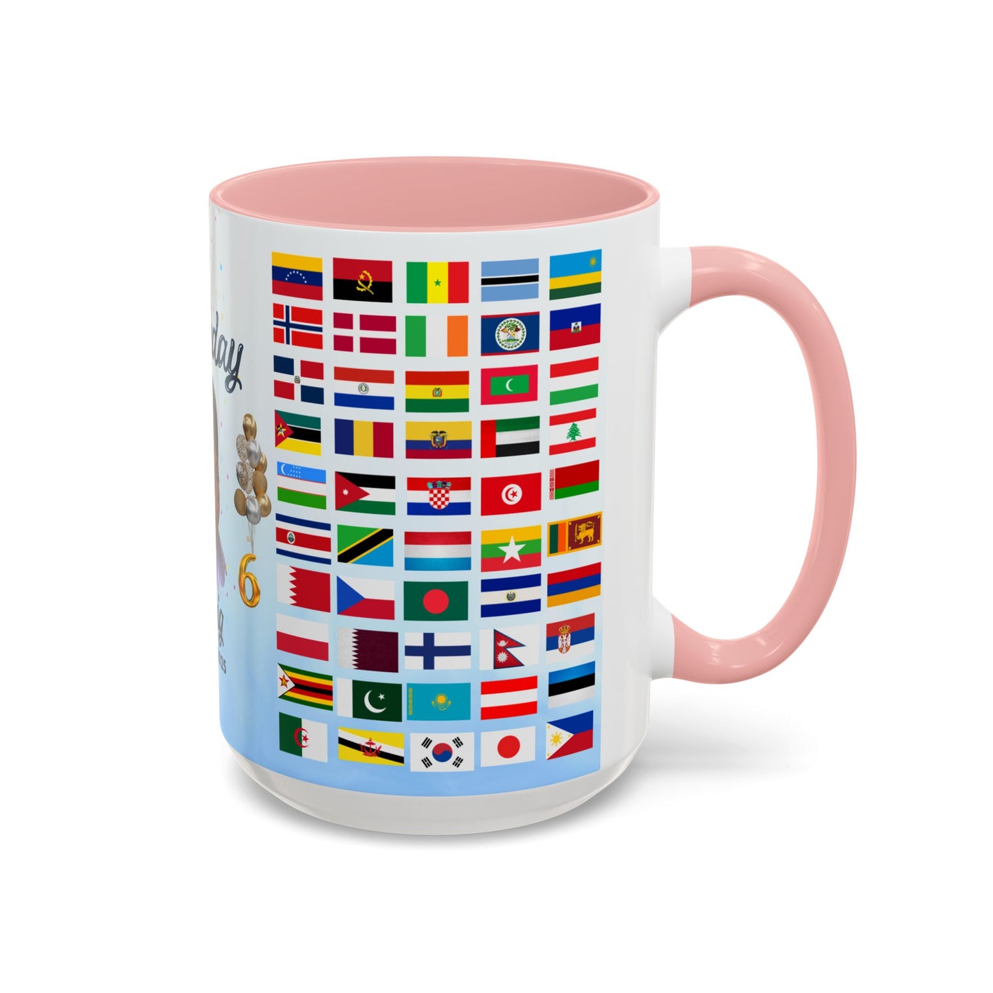 Kids, Happy Birthday, World Flag Fan, Details Customizable - Accent Coffee Mug (11, 15oz) - 11232