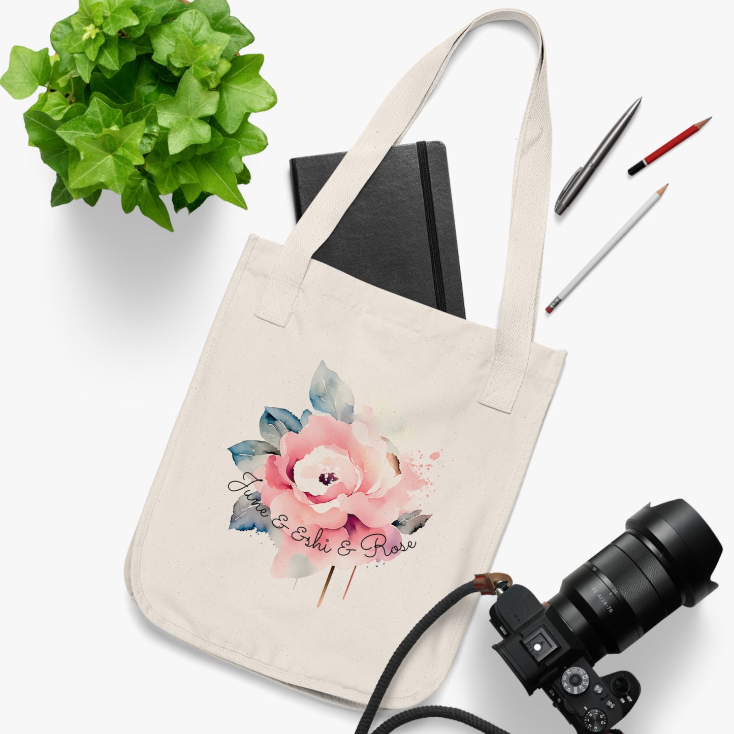 Happy Birthday June, Rose - Organic Canvas Tote Bag