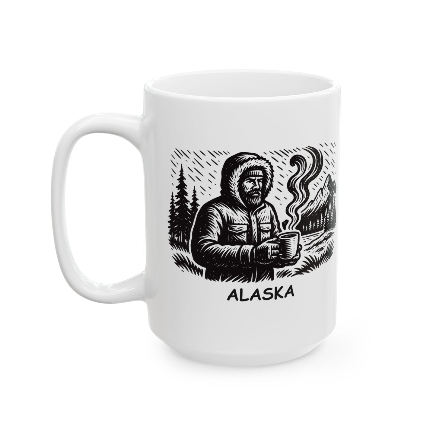 "I survived another Alaskan winter... with coffee and hope." Ceramic Mug, (11oz, 15oz) - 13019