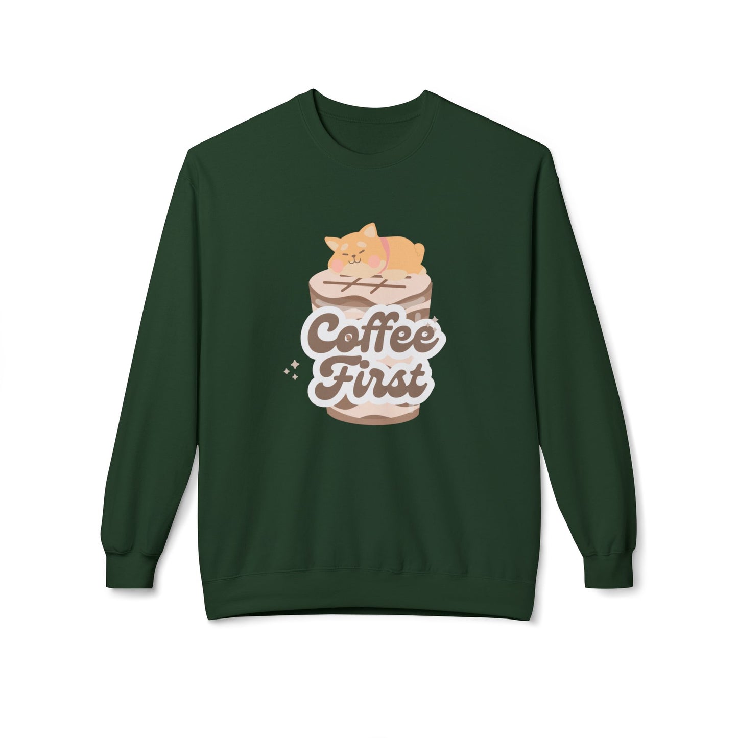 Coffee First - Unisex Midweight Softstyle Fleece Crewneck Sweatshirt - 11344