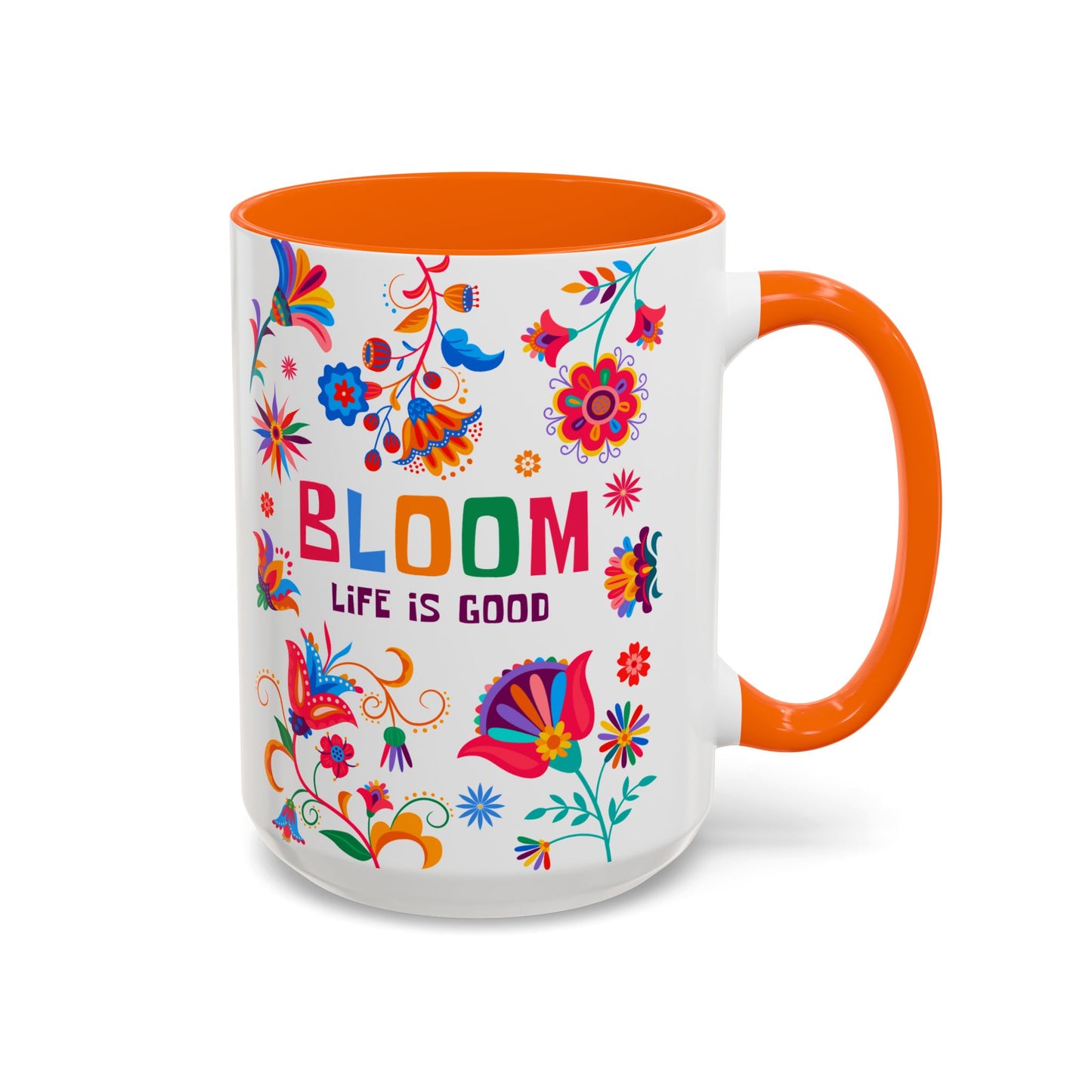 Colorful Floral Accent Coffee Mug - Bloom Life is Good - 14082