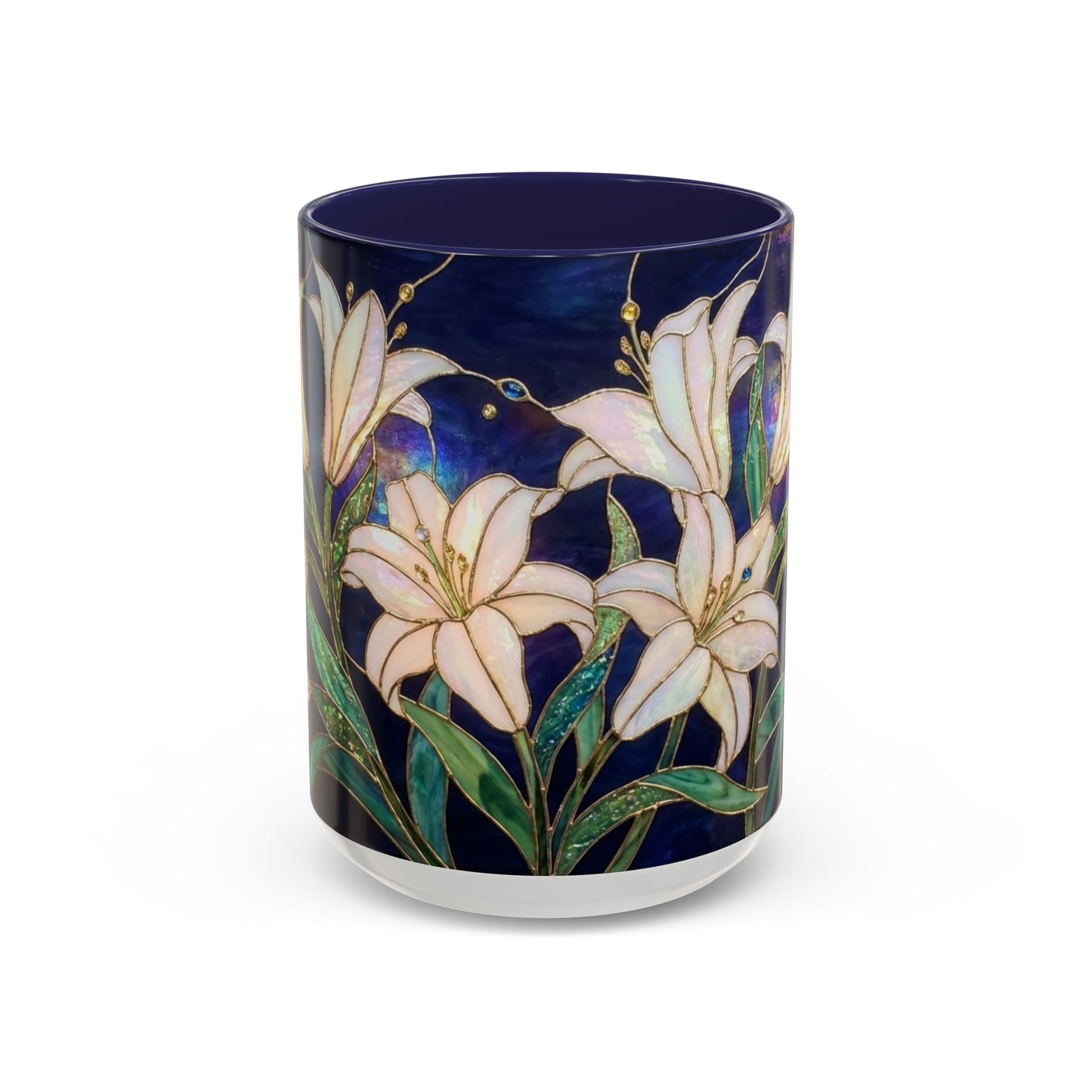 Lily Floral Accent Coffee Mug — Stained Glass Style 11/15oz - 14575
