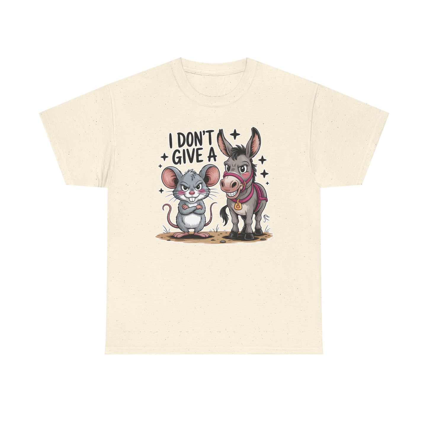 Funny Animal T-Shirt – “I Don’t Give a…” Mouse & Donkey Sarcastic Humor Tee Gift - 14856