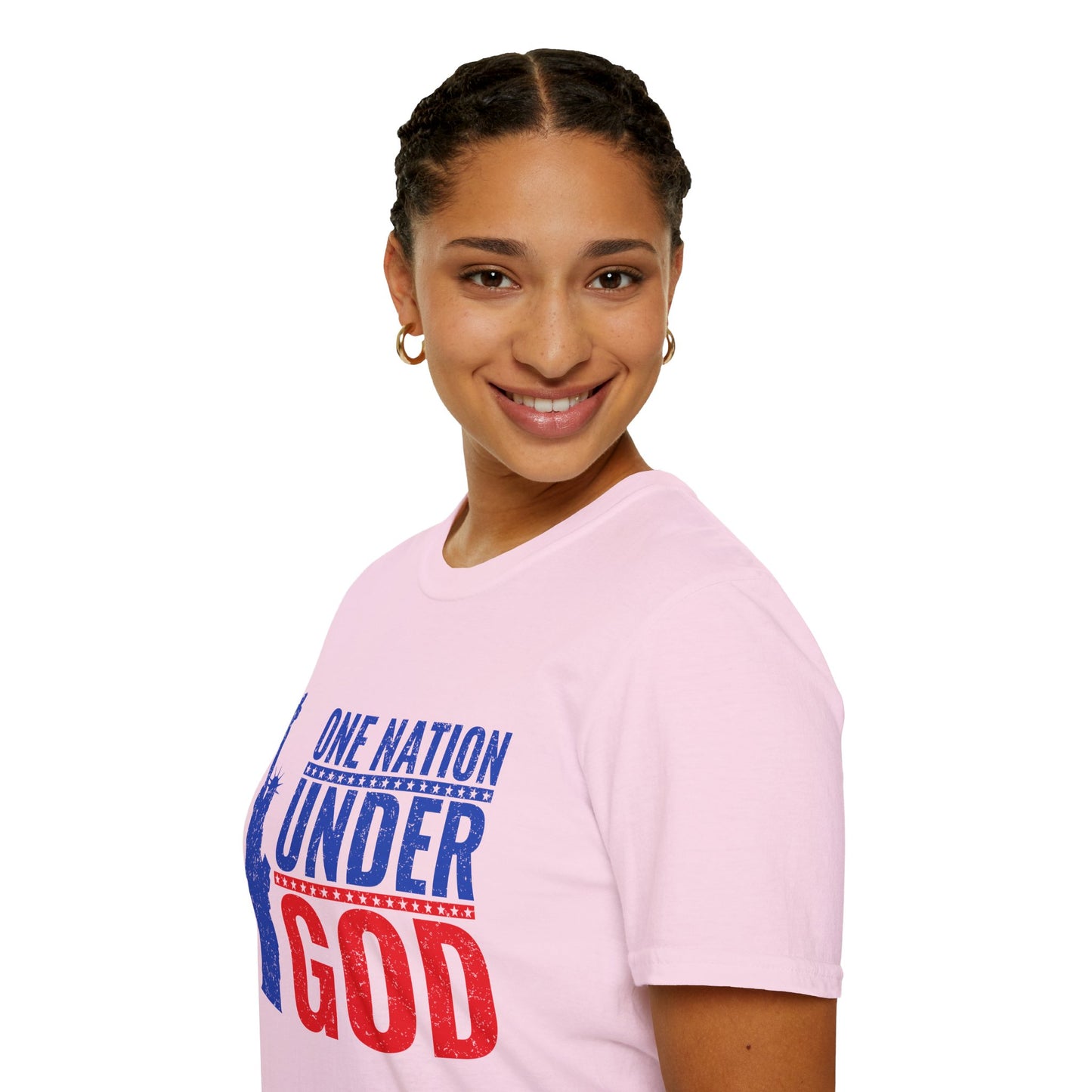 One Nation Under God, Patriotic Softstyle T-Shirt - Independence Day Tee, Fourth of July Shirt, Unisex Comfort Wear, Gift for Veterans - 13494