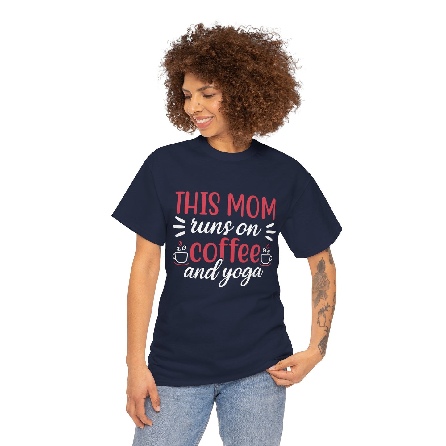 This Mom Runs on Coffee and Yoga T-Shirt – Funny Mother’s Day Gift Tee - 14881