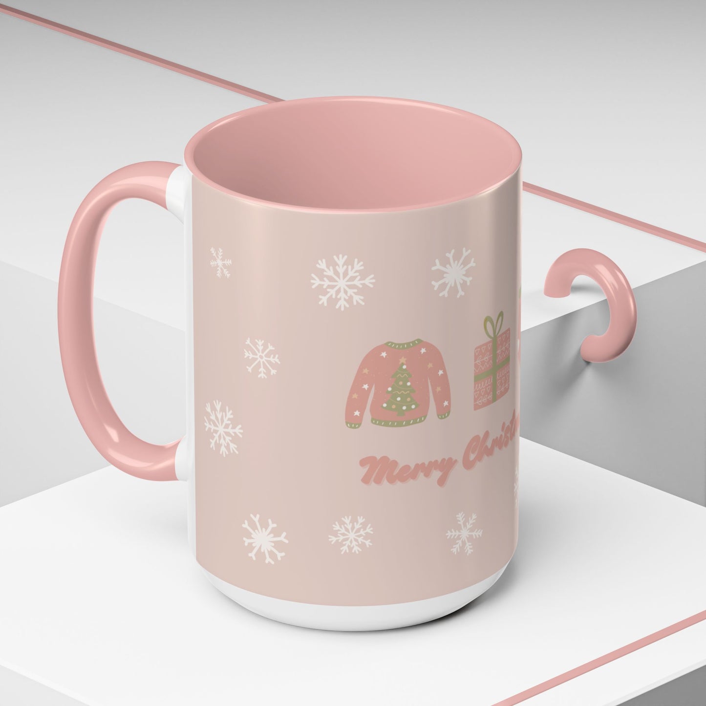 Merry Christmas Olivia, Name Customizable - Accent Coffee Mug (11, 15oz) - 11095