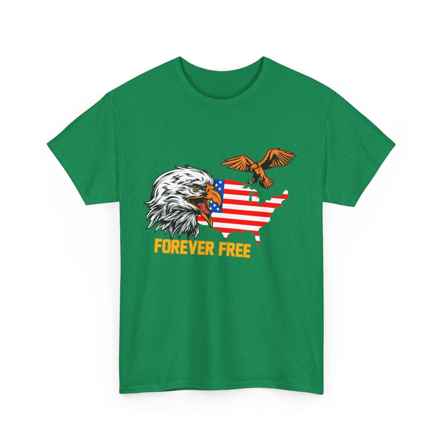 Unisex Heavy Cotton Tee with "Forever Free" Design - Perfect for Patriotic Events, July 4th Celebrations, Gifts, Summer Wear, Casual Outfits - 13692